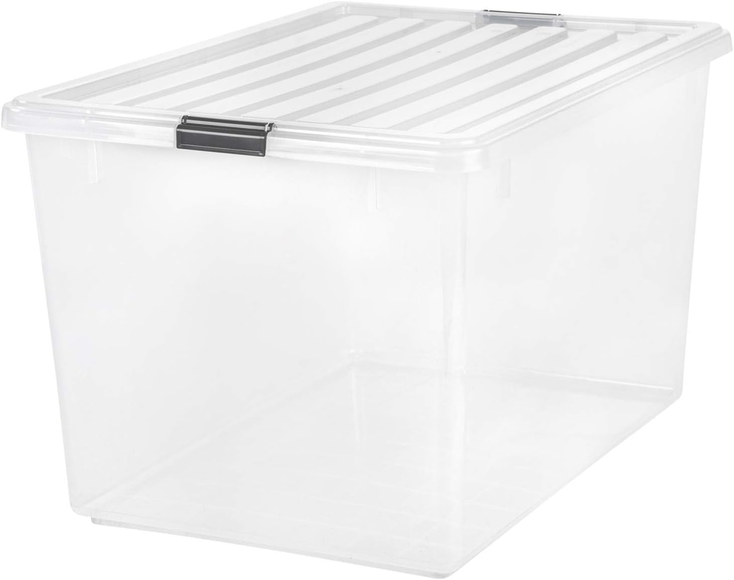 IRIS USA 132 Quart/36 Gal. Stackable Plastic Storage Bins with Lids and Latching Buckles, 1 Pack - Clear, Containers with Lids, Durable Nestable Closet, Garage, Totes, Tubs Boxes Organizing