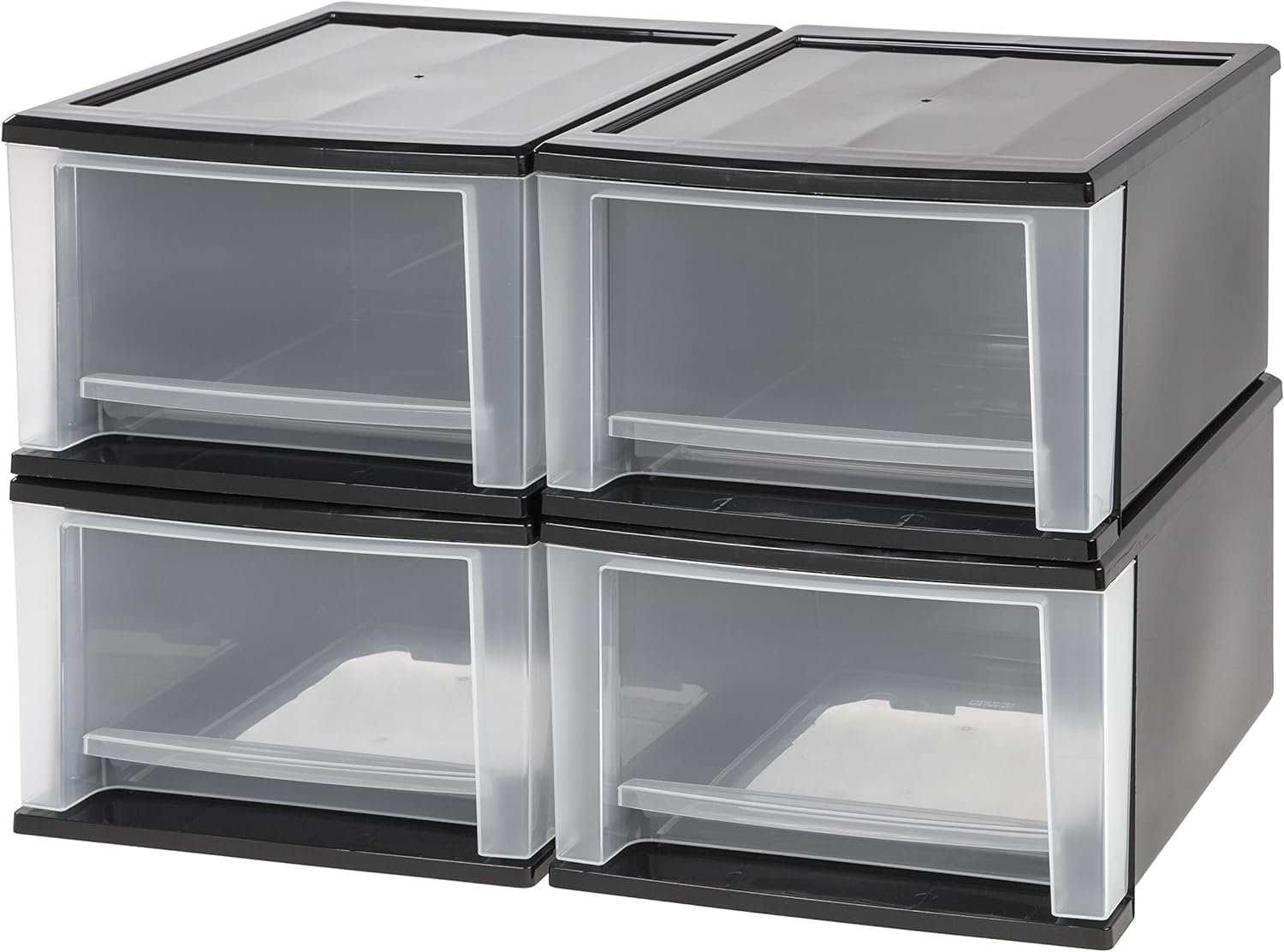 IRIS 4-Piece 7-Quart Stacking Drawer (Black, Medium)