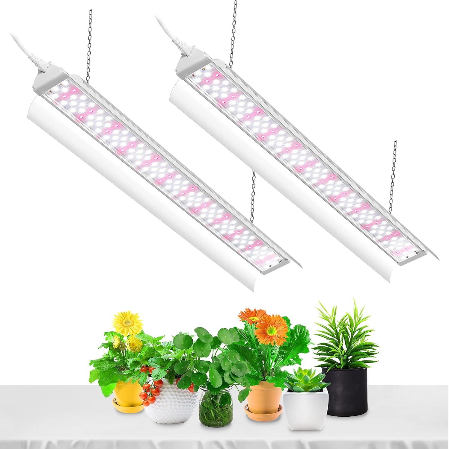 SZHLUX LED Grow Light 2ft 80W (240W) Full Spectrum 660nm 730 IR Included LED Plant Light for Indoor Plants, Linkable High Output Sunlight Grow Light Strips with Daisy Chain