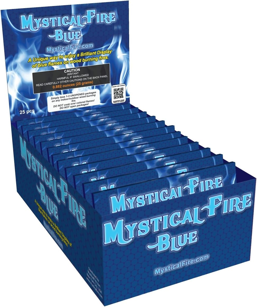 Mystical Fire Blue Campfire Fireplace Colorant Packets (25 Pack, Mystical Fire Blue)