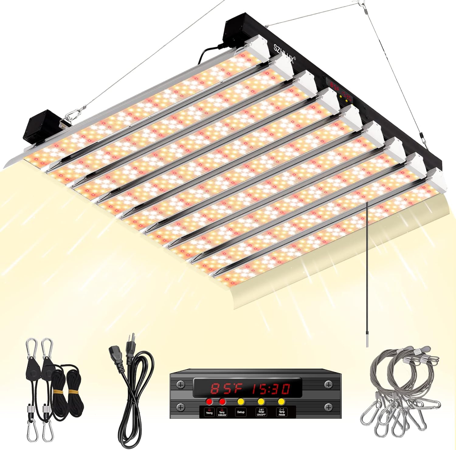 SZHLUX 400W LED Grow Light 44ft with Timer and Temp Control, Full Spectrum Grow Lamp with 864 Diodes for Indoor Plants, Sunlight Plant Light for Seedling Veg and Bloom Grow Light