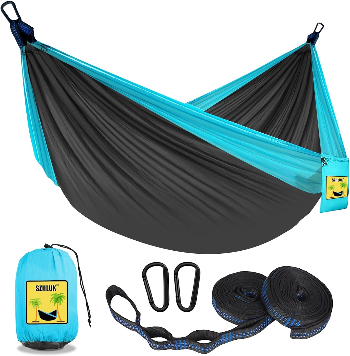 SZHLUX Camping Hammock Double & Single Portable Hammocks with 2 Tree Straps, Great for Hiking,Backpacking,Hunting,Outdoor,Beach,Camping