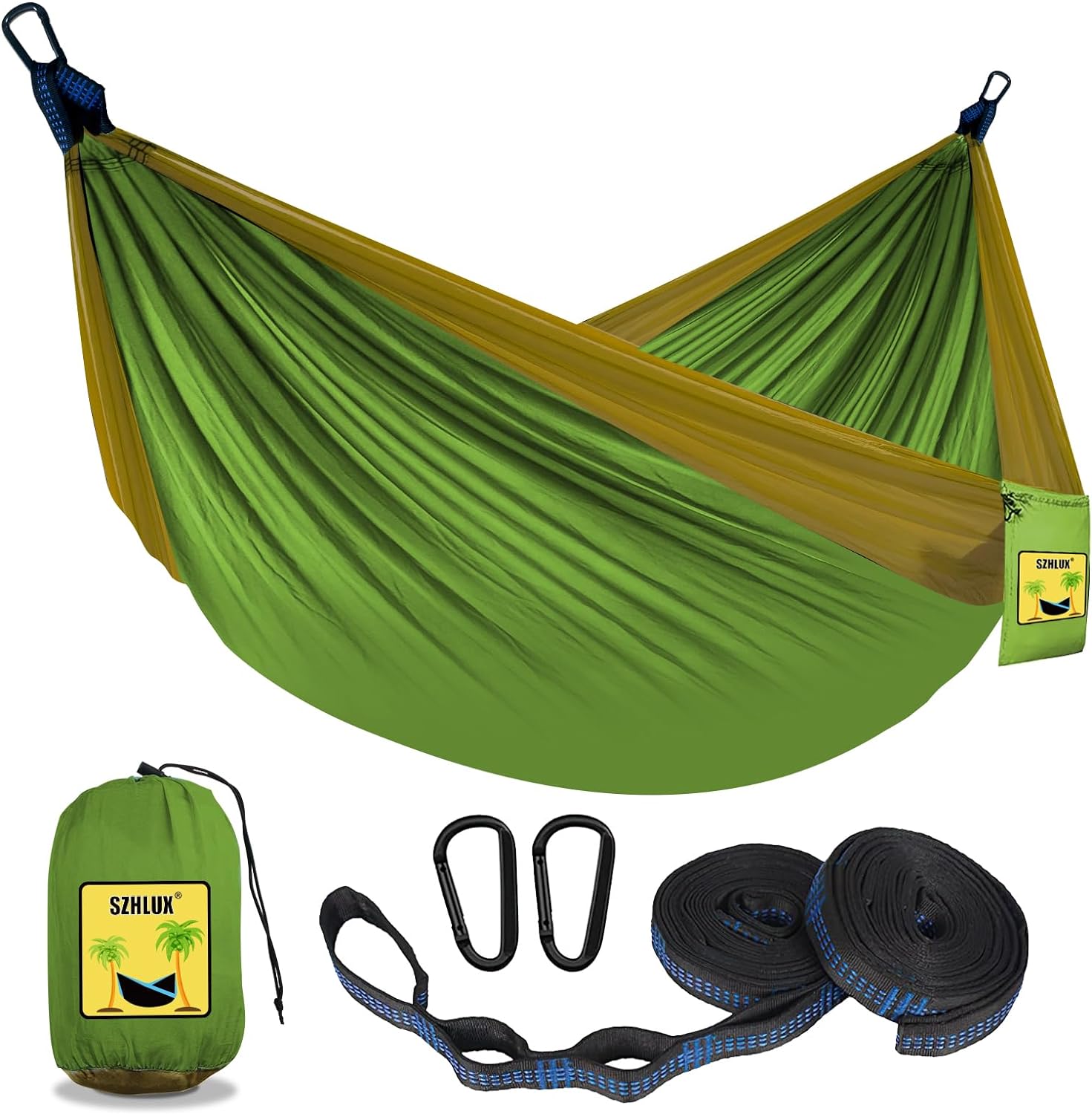 SZHLUX Camping Hammock Double & Single Portable Hammocks with 2 Tree Straps, Great for Hiking,Backpacking,Hunting,Outdoor,Beach,Camping