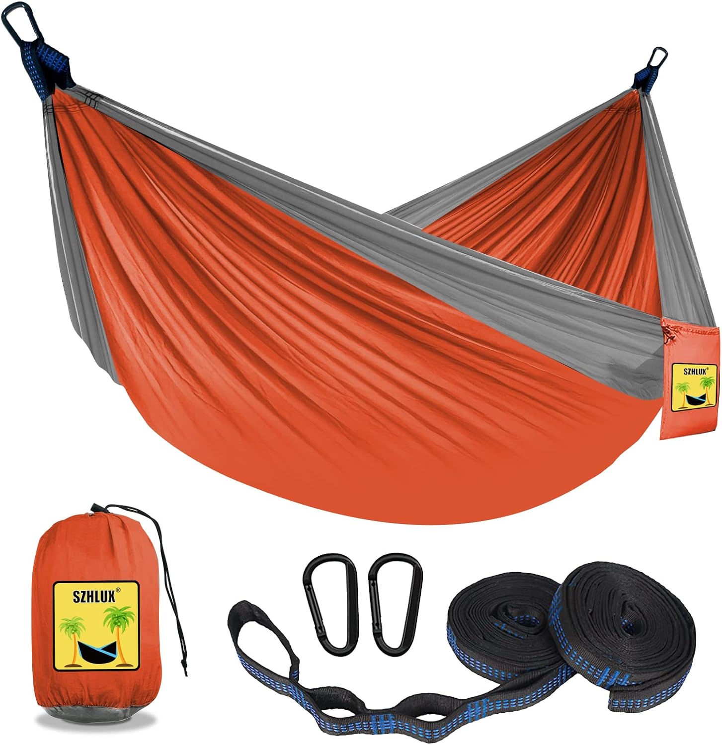 SZHLUX Camping Hammock Double & Single Portable Hammocks with 2 Tree Straps, Great for Hiking,Backpacking,Hunting,Outdoor,Beach,Camping