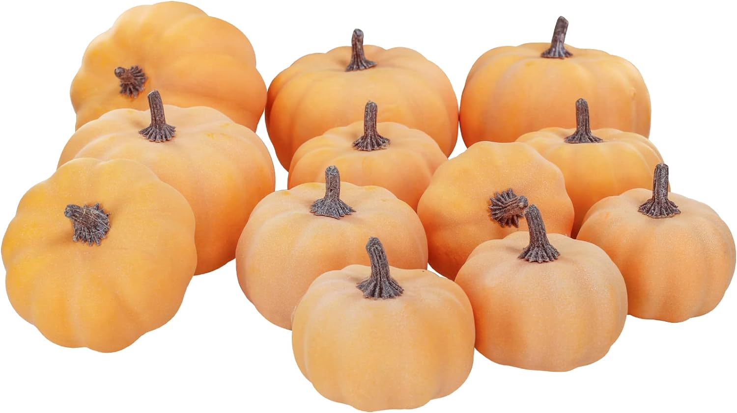 12 Pcs Assorted Small Orange Artificial Pumpkins Decorative Fall Pumpkins Harvest Pumpkins Foam Pumpkins for Gifts Fall Wedding Baby Shower Thanksgiving Halloween Table Centerpiece Mantel Decor