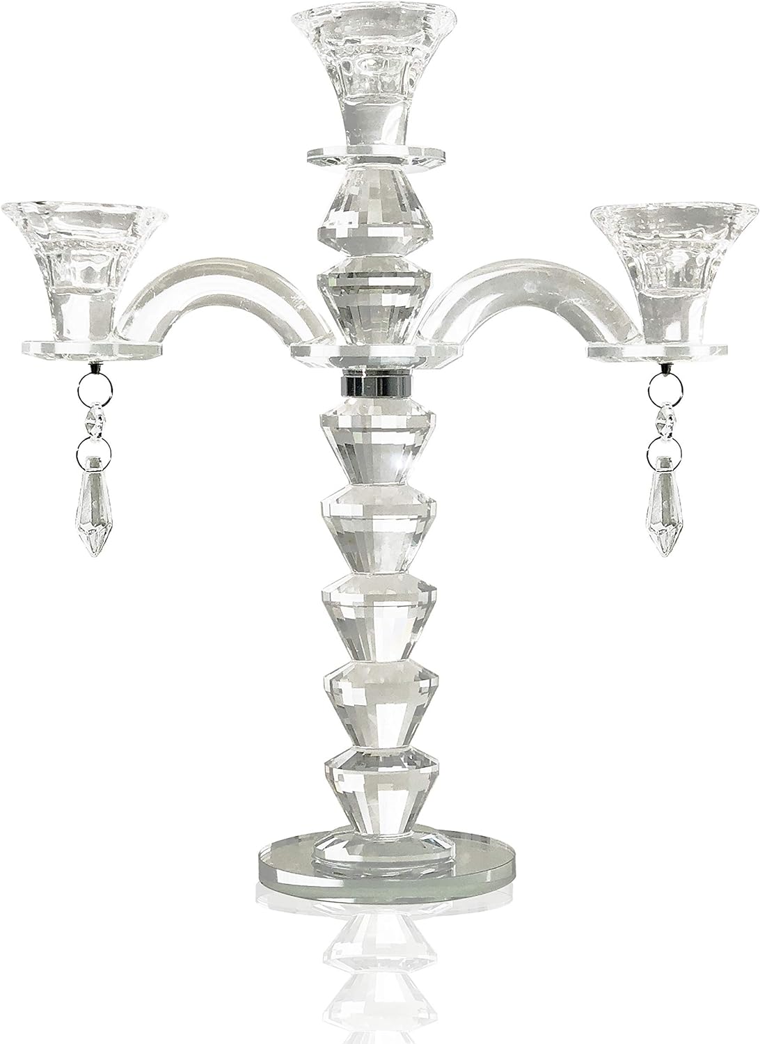 allgala 3-Arm Crystal Candelabra Taper Candlestick Candle Holder