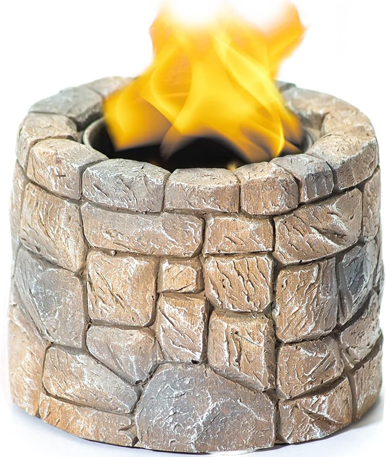 WEYLAND Tabletop Fire Pit Bowl - Table Top Firepit Balcony Decor and Smores Maker - Small Indoor, Outdoor and Personal Portable Fireplace for Patio Using Rubbing Alcohol Fuel - Stone Design