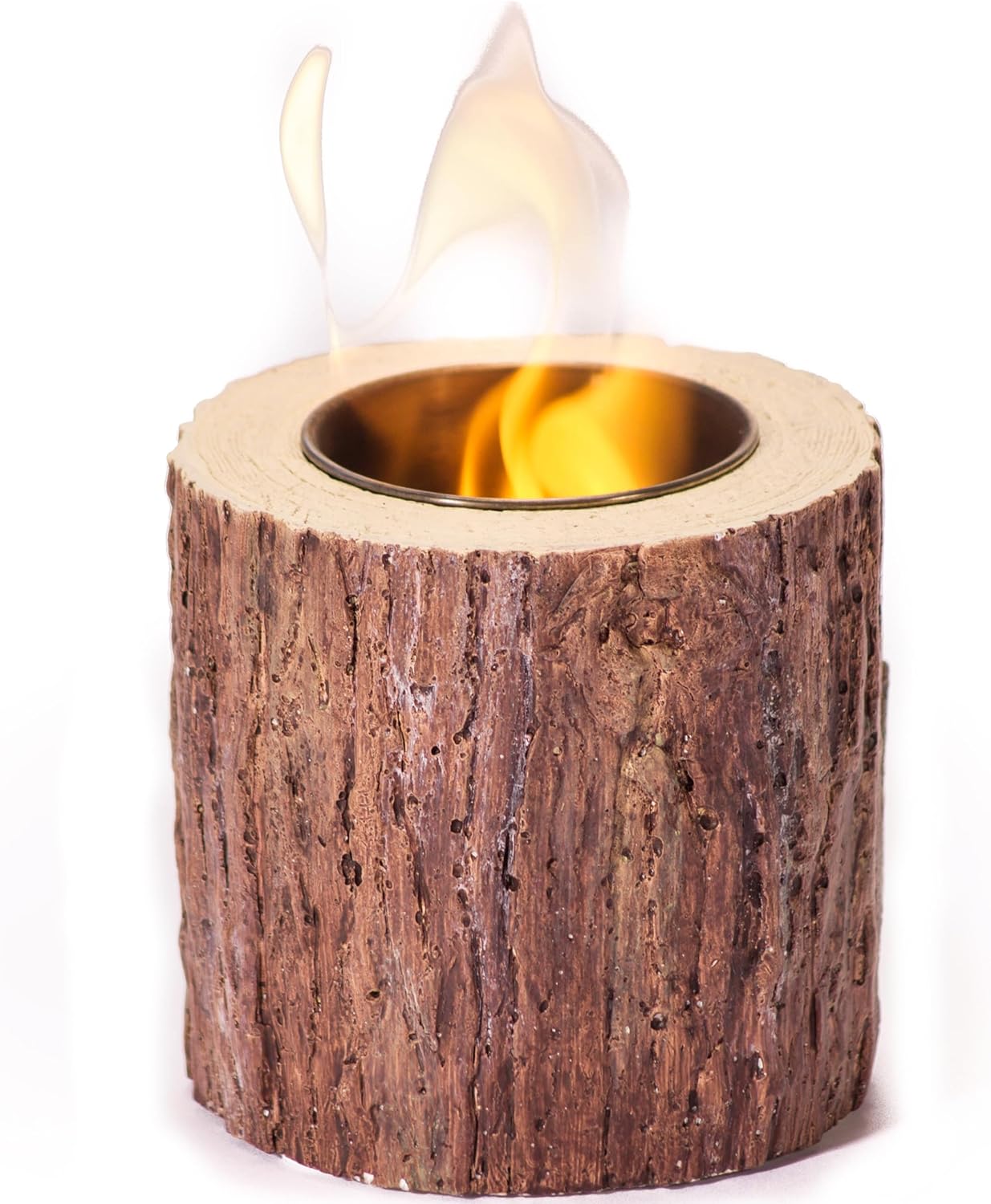 WEYLAND Yule Log Tabletop Fire Pit Bowl - Table Top Firepit Balcony Decor and Smores Maker - Small Indoor, Outdoor and Personal Portable Fireplace for Patio Using Rubbing Alcohol Fuel - YuleLog Design