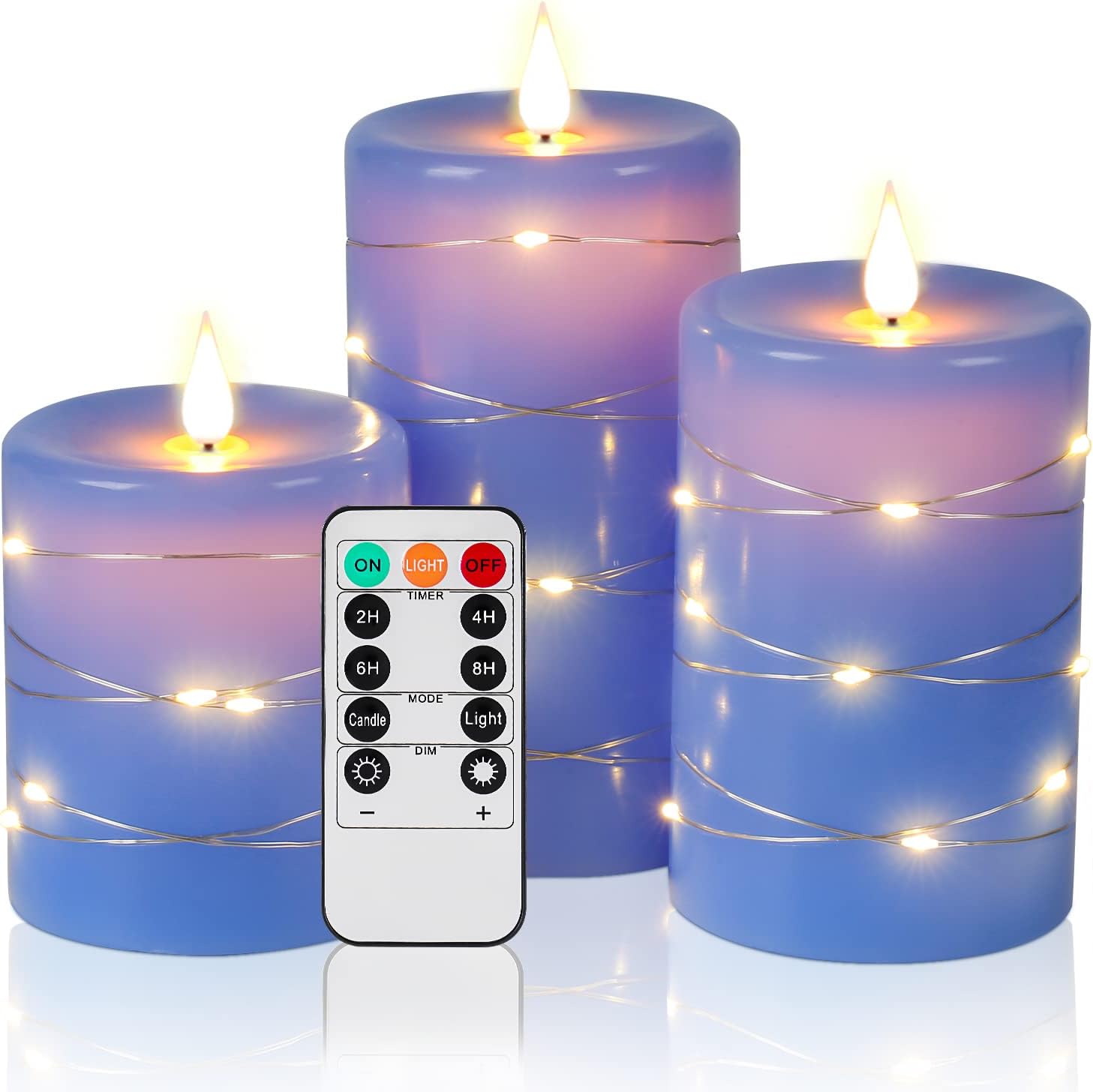 Flameless Candles,LED Candles,Battery Candles, Real Wax(Blue).