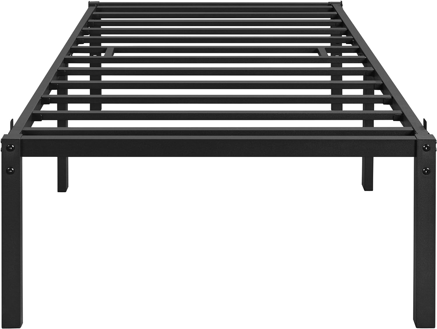 Yaheetech 18 inch Metal Platform Bed Frame Twin with Steel Slat Support and Underbed Storage Space Non-Slip Mattress Foundation No Box Spring Needed Tool-Free Assembly Black