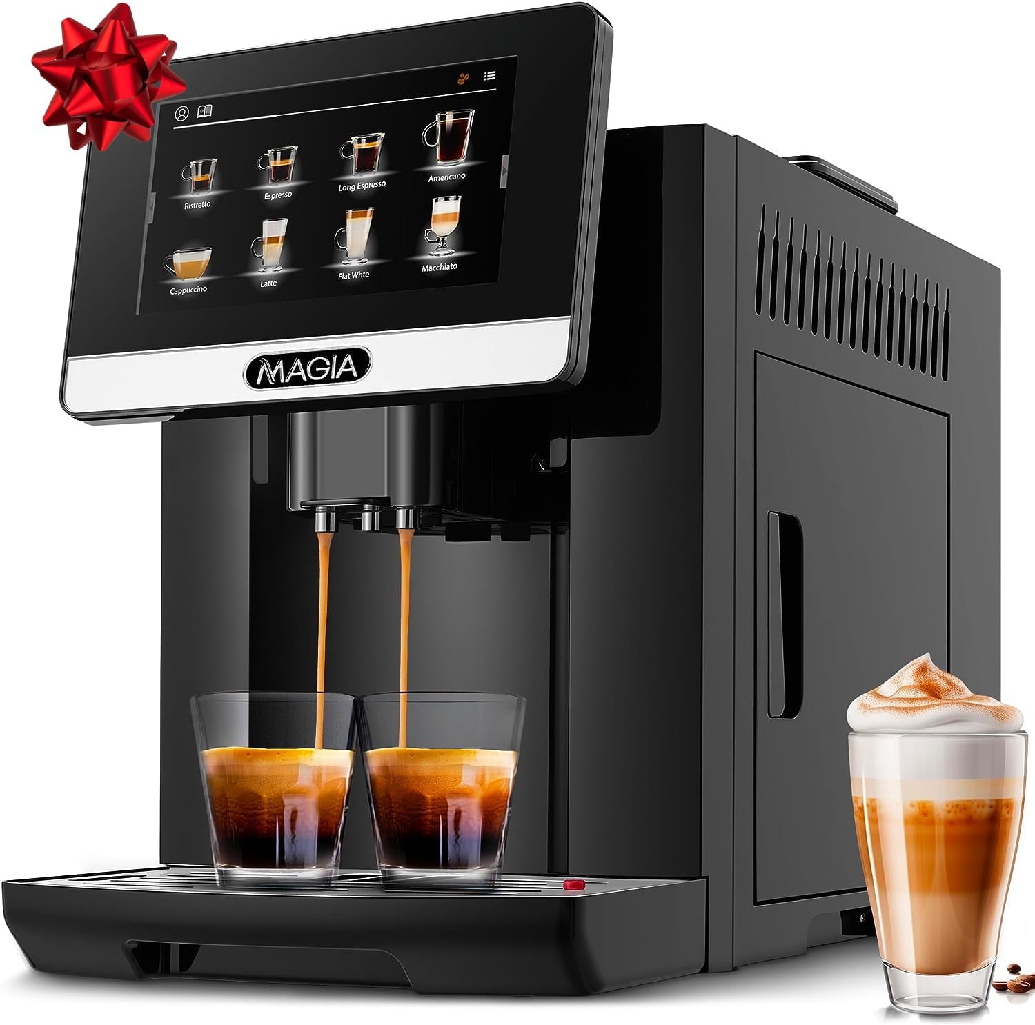 Zulay Magia Super Automatic Coffee Espresso Machine - Durable Espresso Machine With Grinder - Coffee Maker With Easy To Use 7 Touch Screen, 19 Coffee Recipes, 10 User Profiles