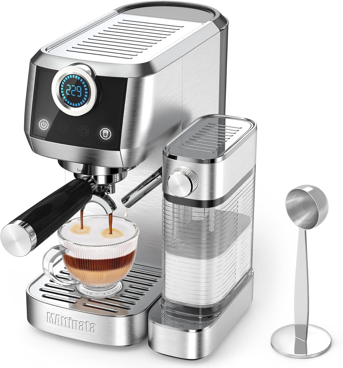 Cappuccino Machine and Espresso Maker, 20 Bar Latte Maker and Espresso Machine for Home with Automatic Milk Frothing System Stainless Steel Style Gifts, Valentines Day Gifts for Him/Her