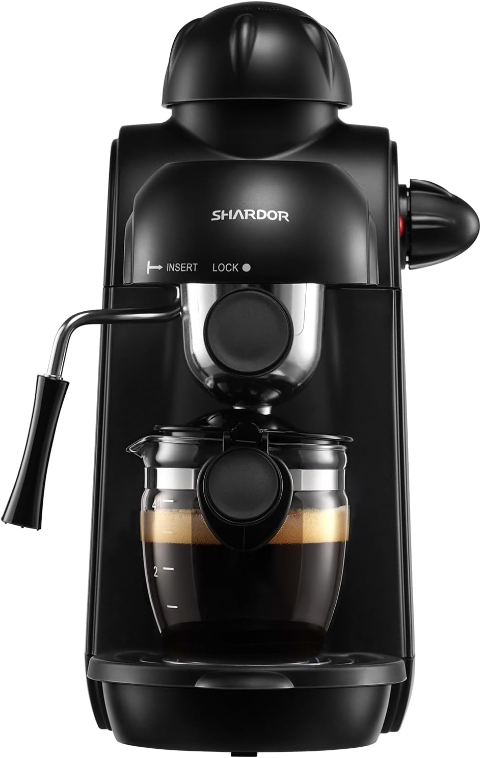 SHARDOR Espresso Machine, Cappuccino Latte Espresso Maker with Steam Milk Frother, 5-Bar 4-Cup Small Coffee Maker for Home, Black