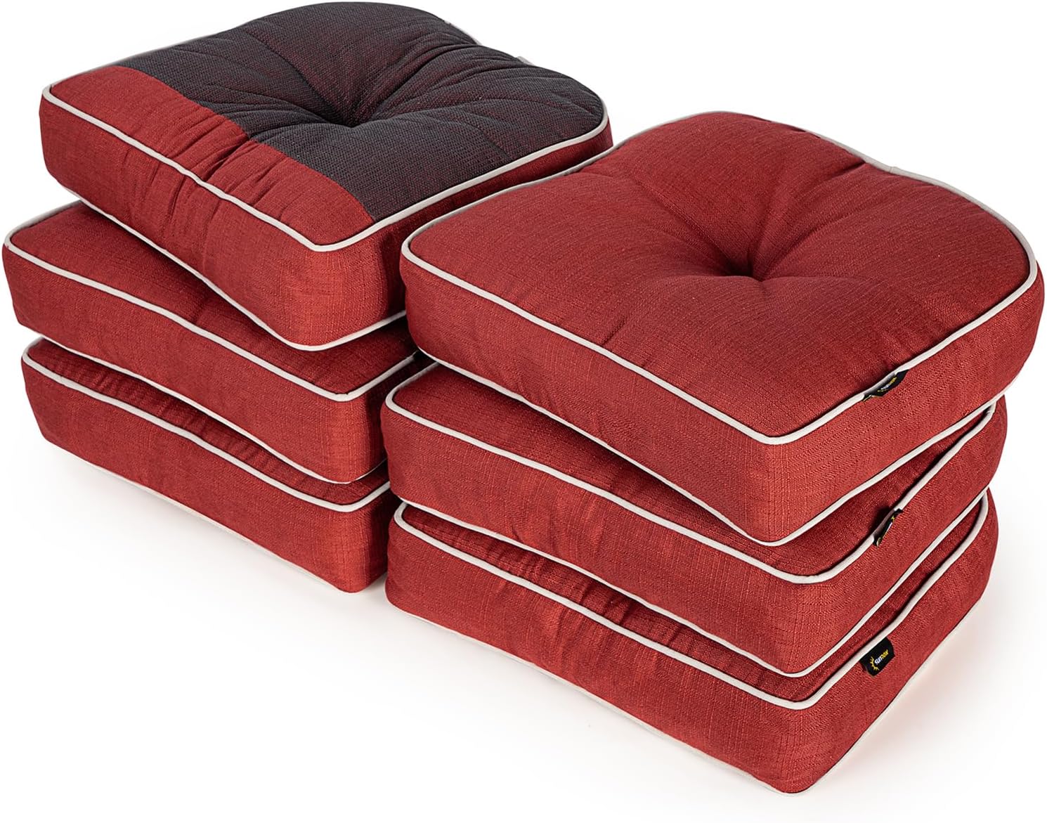 SUNROX LokGrip Non Slip Gel Memory Foam Chair Cushions for Tailbone Pain Relief, Tufted Stain Resistant Thicken Durable Seat Pad Cushion for Kitchen Dining Office 17x16 Set of 6, Burgundy