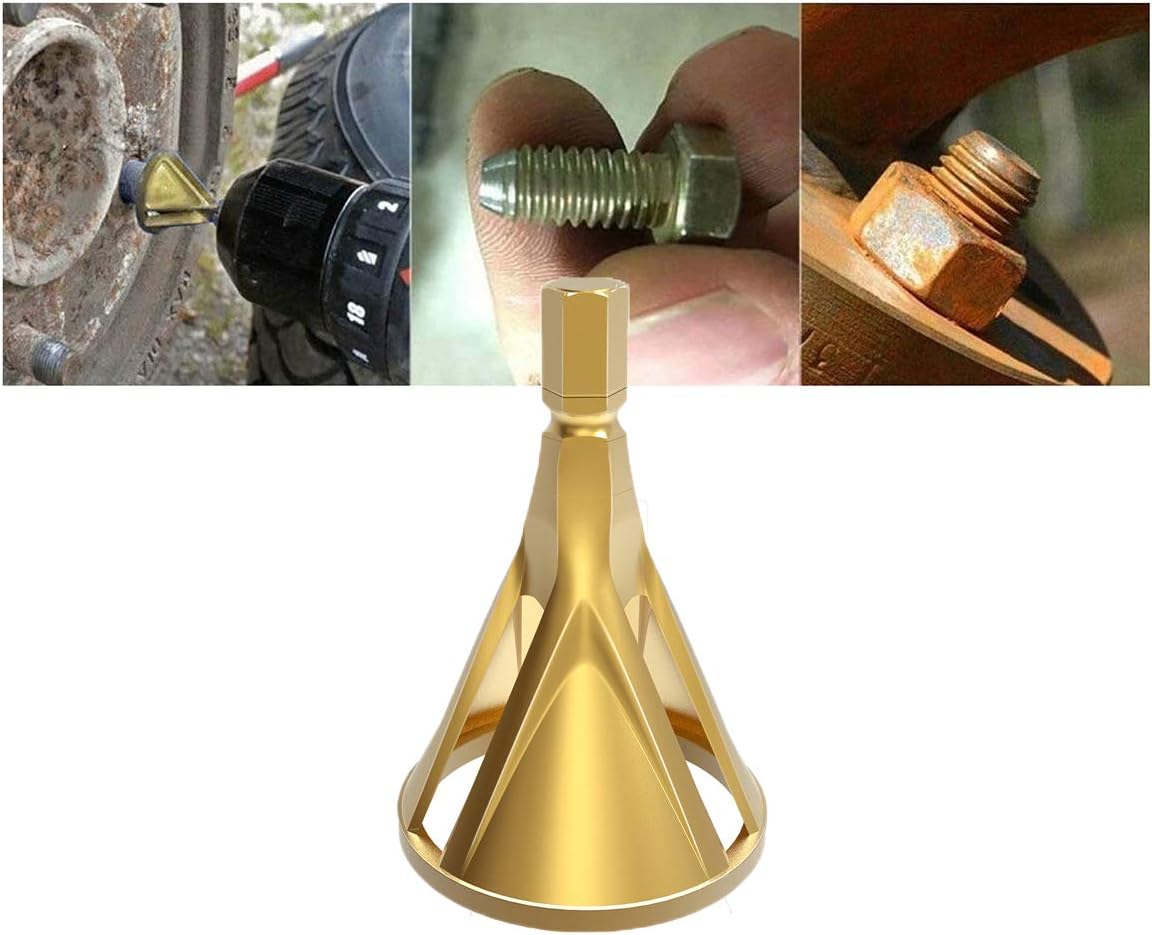 Deburring External Chamfer Tool HSS for Drill Bit, Remove Burr Repairs Tools Remove Burr Drill Bit, Metal External Chamfer Hexagon Shank Deburring Tool (Gold 1 Pack)