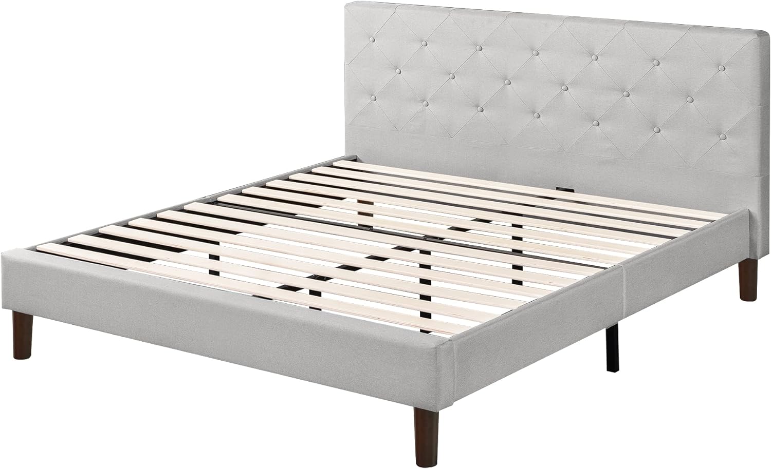 ZINUS Shalini Upholstered Platform Bed Frame / Mattress Foundation / Wood Slat Support / No Box Spring Needed / Easy Assembly, Light Grey, King