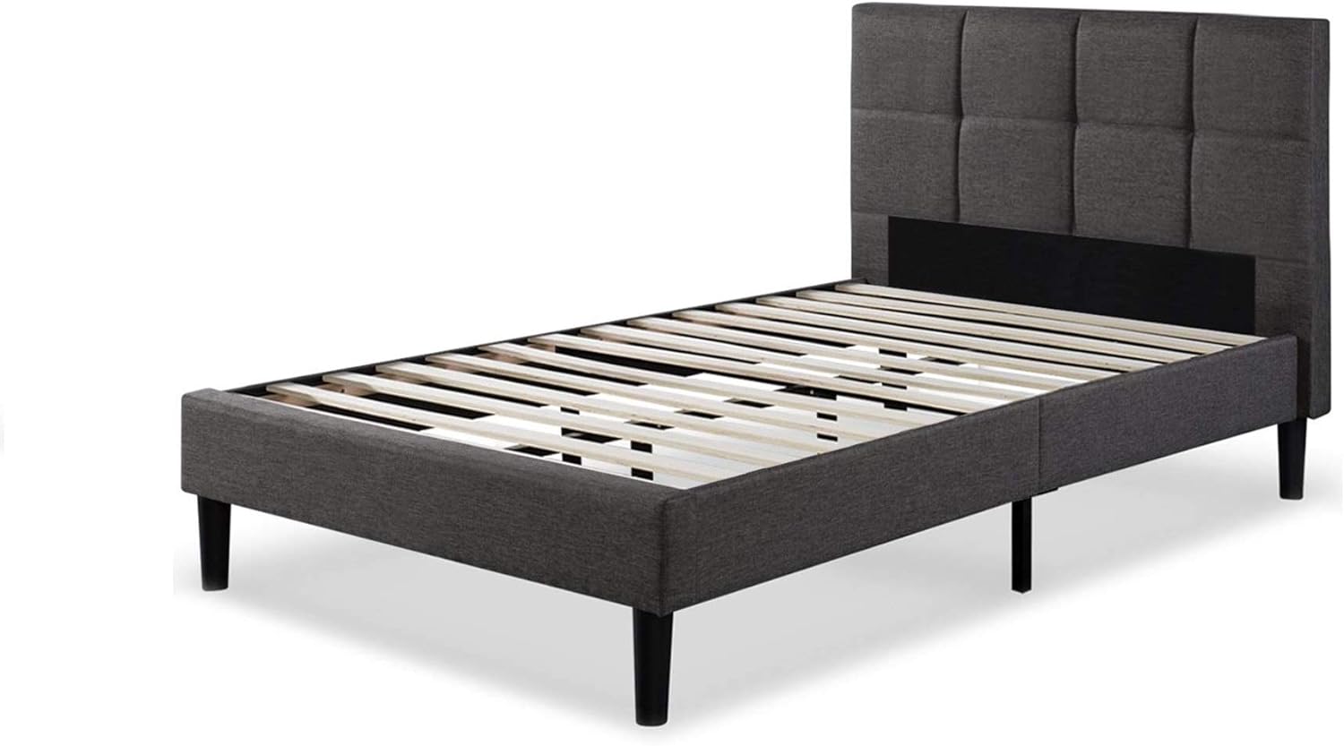 ZINUS Lottie Upholstered Platform Bed Frame / Mattress Foundation / Wood Slat Support / No Box Spring Needed / Easy Assembly, Grey, Twin