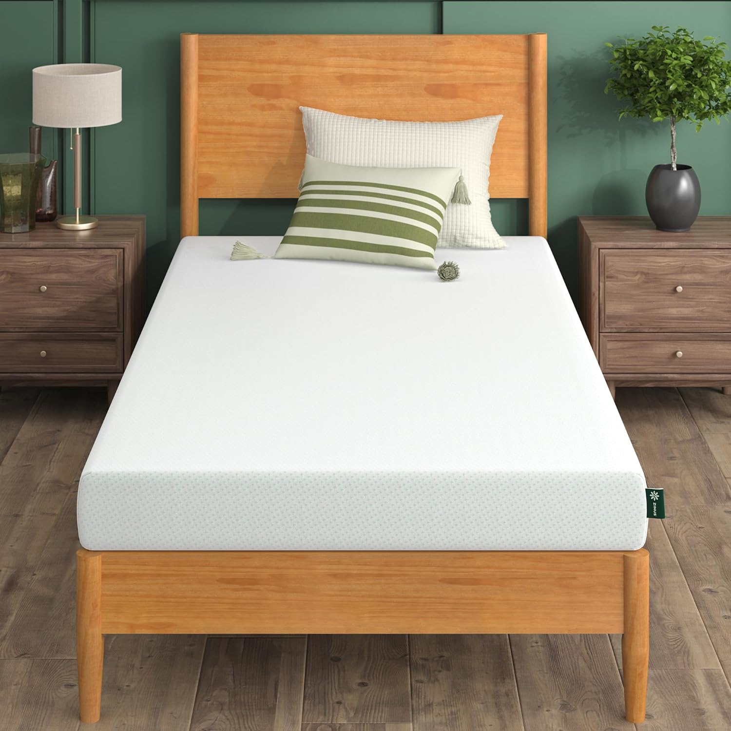 ZINUS 6 Inch Green Tea Memory Foam Mattress, Fiberglass Free, Patented Custom Contour Support, Sturdy Base Foam, CertiPUR-US Certified, Bed-in-a-box, Twin, White