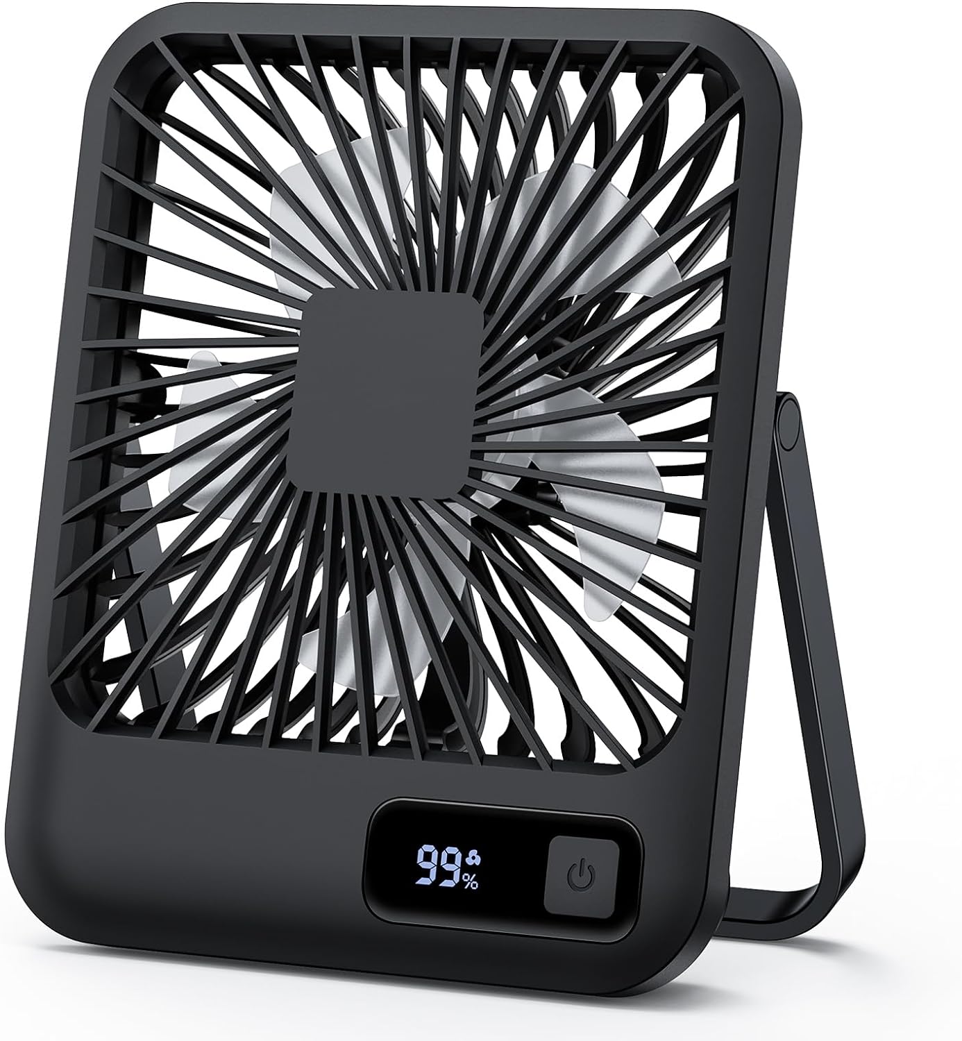 SmartDevil Desk Fan Battery Operated, Portable Rechargeable 180 Tilt Foldable Desk Fans, 2000mAh Personal Folding Travel Fan, 5 Speeds Small USB Fan for Home Office Travel Outdoor, Black