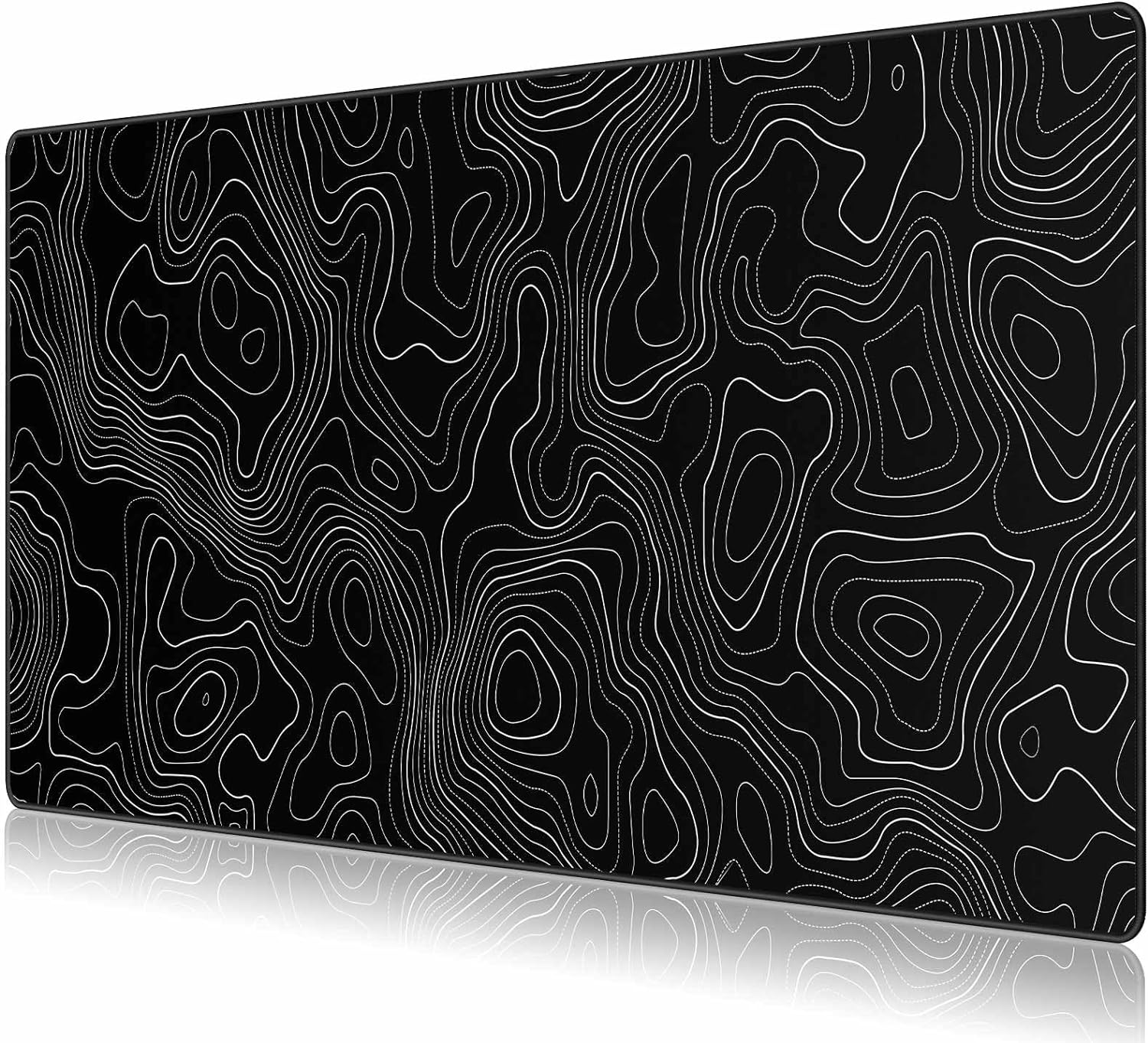 JIALONG Black Topographic Large Gaming Mouse Pad, XXL Mousepad, Big Mouse Mat Desk Pad for Keyboard and Mouse, Gaming Computer Laptop PC Desk Office Accessories