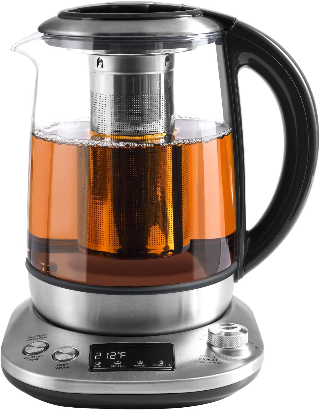 Mecity Tea Kettle Electric Tea Pot with Removable Infuser, 9 Preset Brewing Programs Tea Maker with Temprature Control, 2 Hours keep Warm, 1.7 Liter Electric Kettles, 1200W, Glass and Stainless Steel