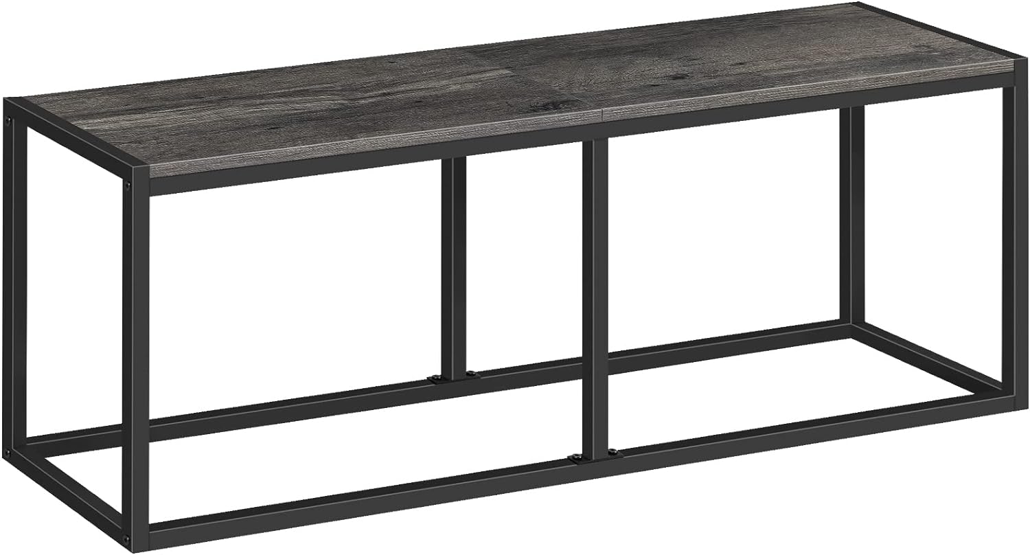 Black Dining Bench, 47.2 Inch Table Bench, Industrial Style Kitchen Bench, Steel Frame, Easy to Assemble, for Kitchen, Dining Room, Charcoal Gray and Black BC12CD01