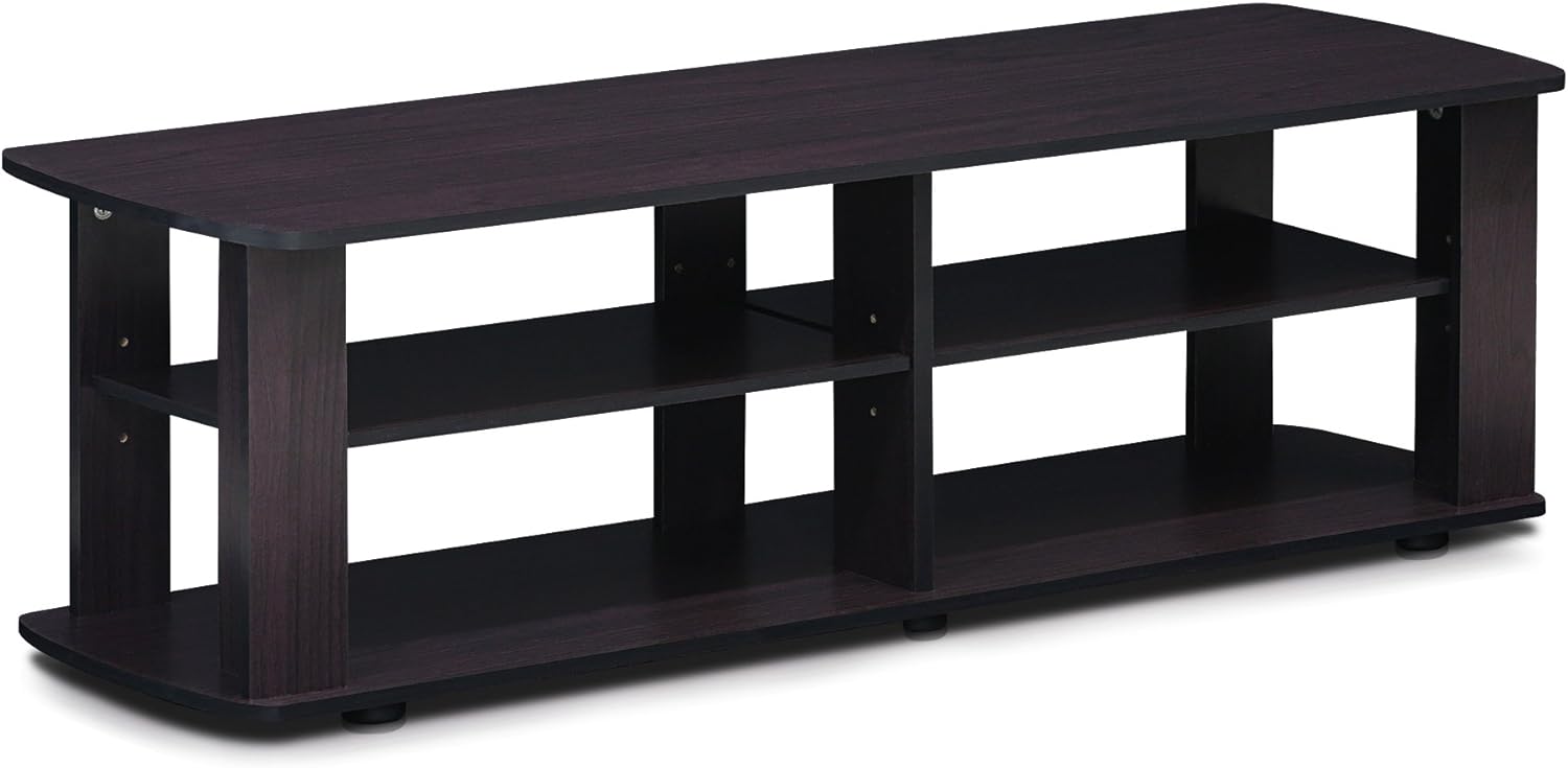 Furinno Nelly Entertainment Center TV Stand, Short 43.3(W) x13.4(H) x13.1(D), Dark Walnut