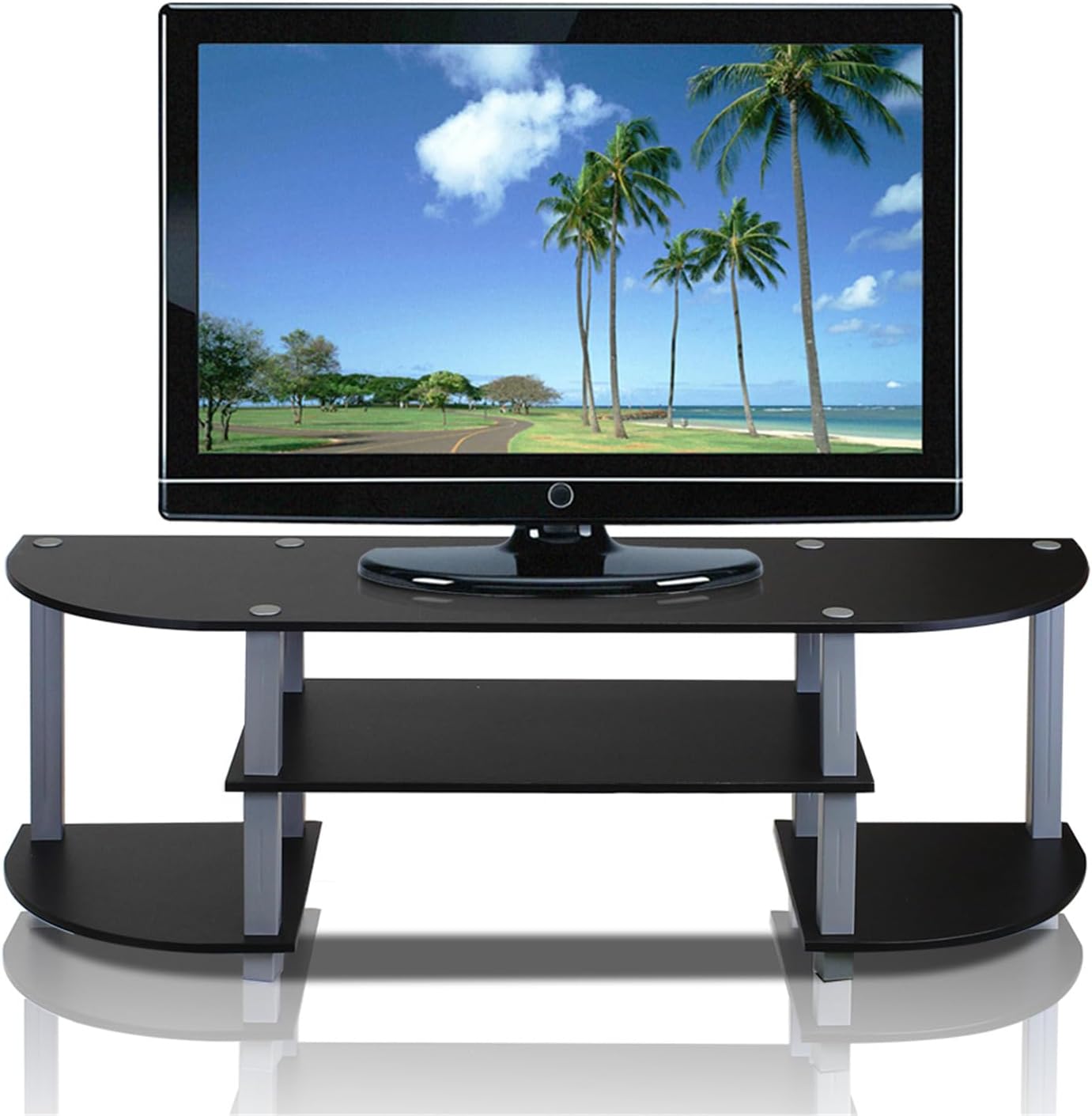 Furinno Turn-S-Tube Wide TV Entertainment Center, Black/Grey