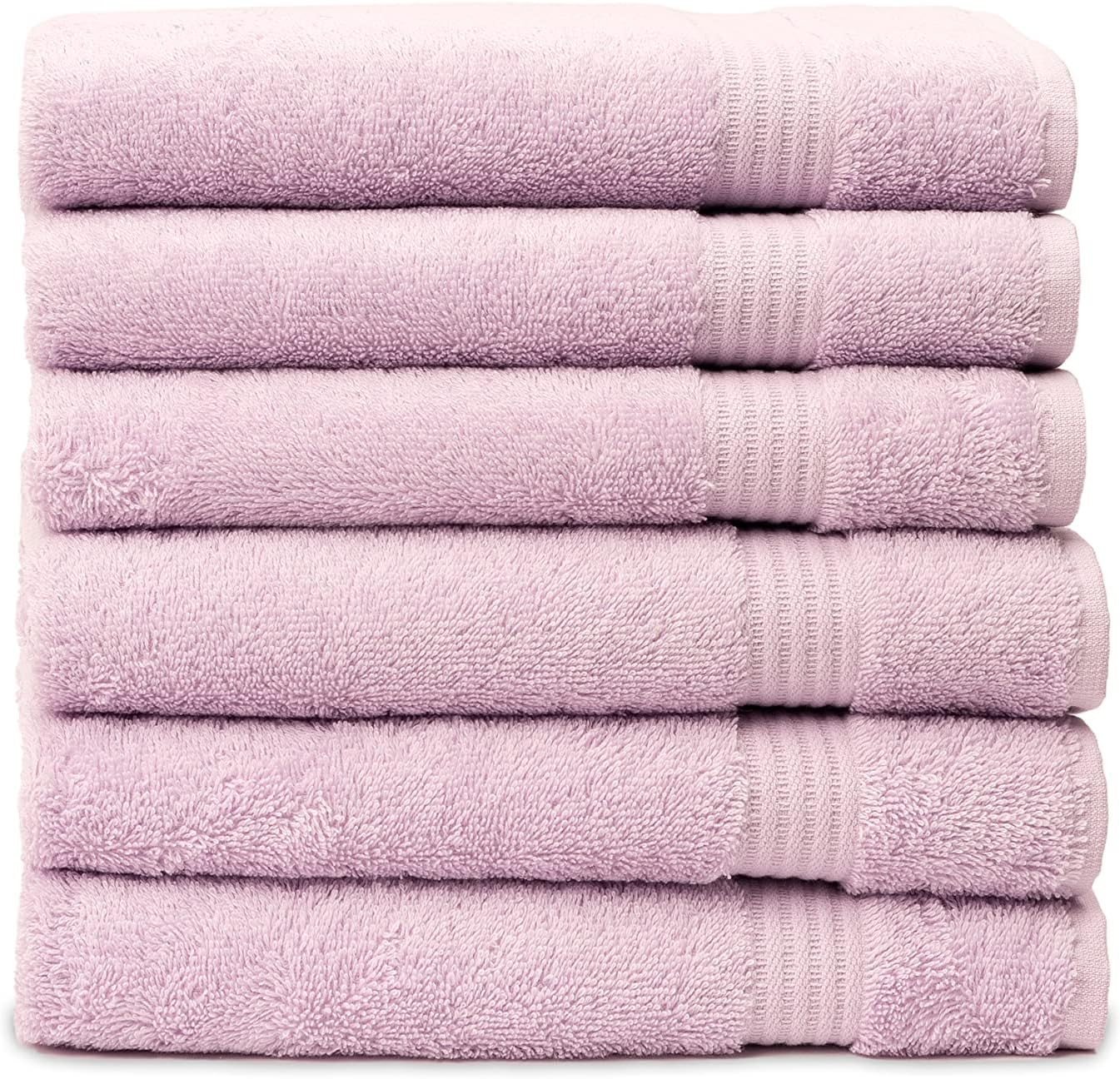 TowelSelections Soft and Absorbent Towels Cotton for Bathroom Hotel Shower Spa Gym, 6 Hand Towels Lavender