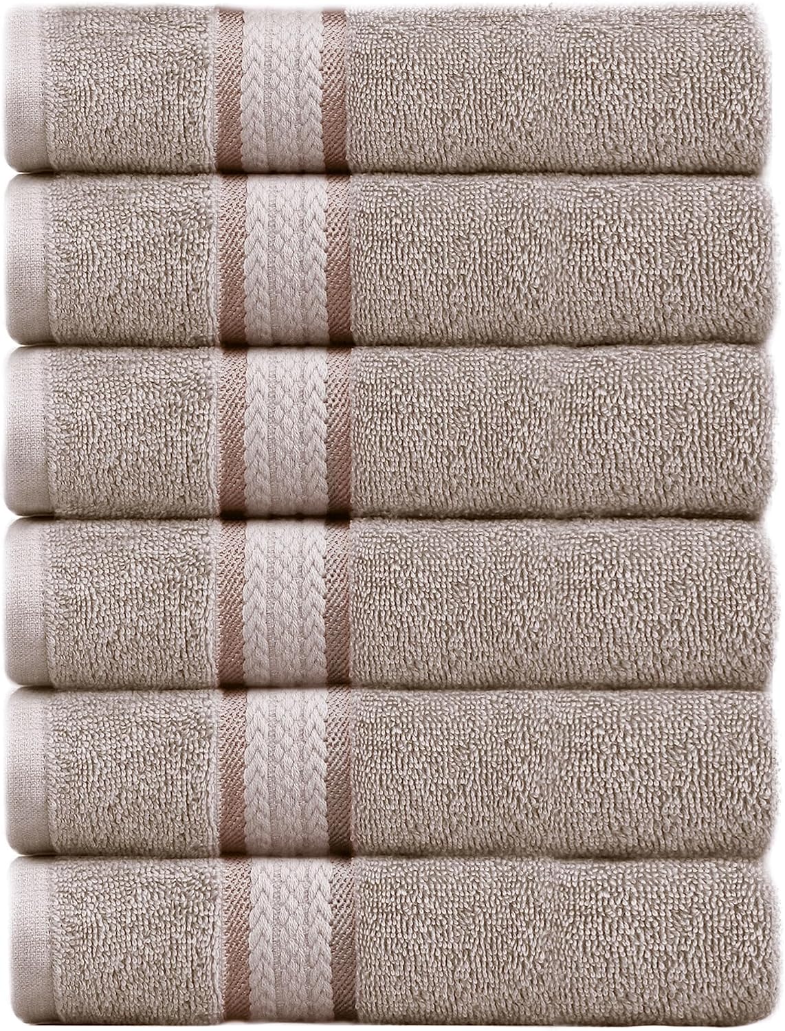 COTTON CRAFT Ultra Soft Hand Towel - Set of 6 Pure Cotton Plush Absorbent Quick Dry Easy Care Bathroom Face Towel - Everyday Luxury Hotel Spa Gym Shower Beach Kitchen Travel Dorm - 16x28 - Light Grey