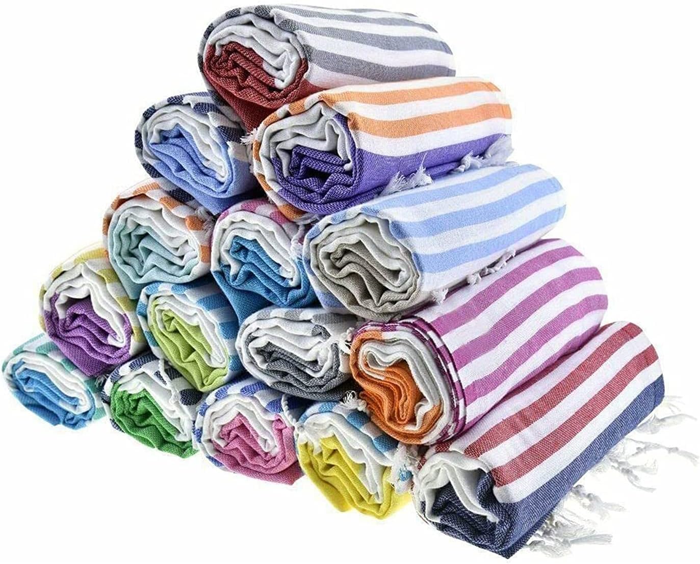 HAVLULAND Set of 6 Turkish Beach Towel Oversized 40x72 inch 100% Cotton Turkish Bath Towels Sand Free Quick Dry Extra Large Lightweight Travel Towel for Adults Beach Gifts