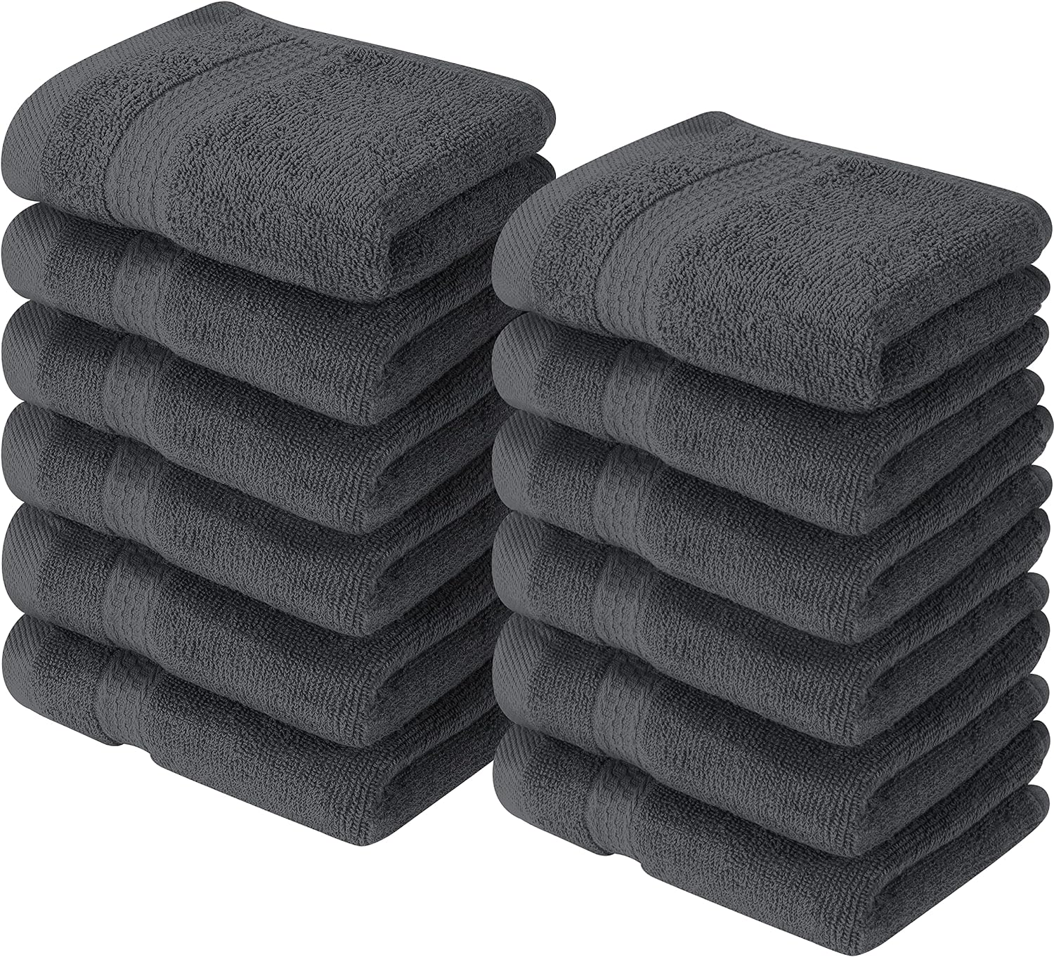 Utopia Towels [12 Pack] Premium Wash Cloths Set (12 x 12 Inches) 100% Cotton Ring Spun, Highly Absorbent and Soft Feel Essential Washcloths for Bathroom, Spa, Gym, and Face Towel (Grey)