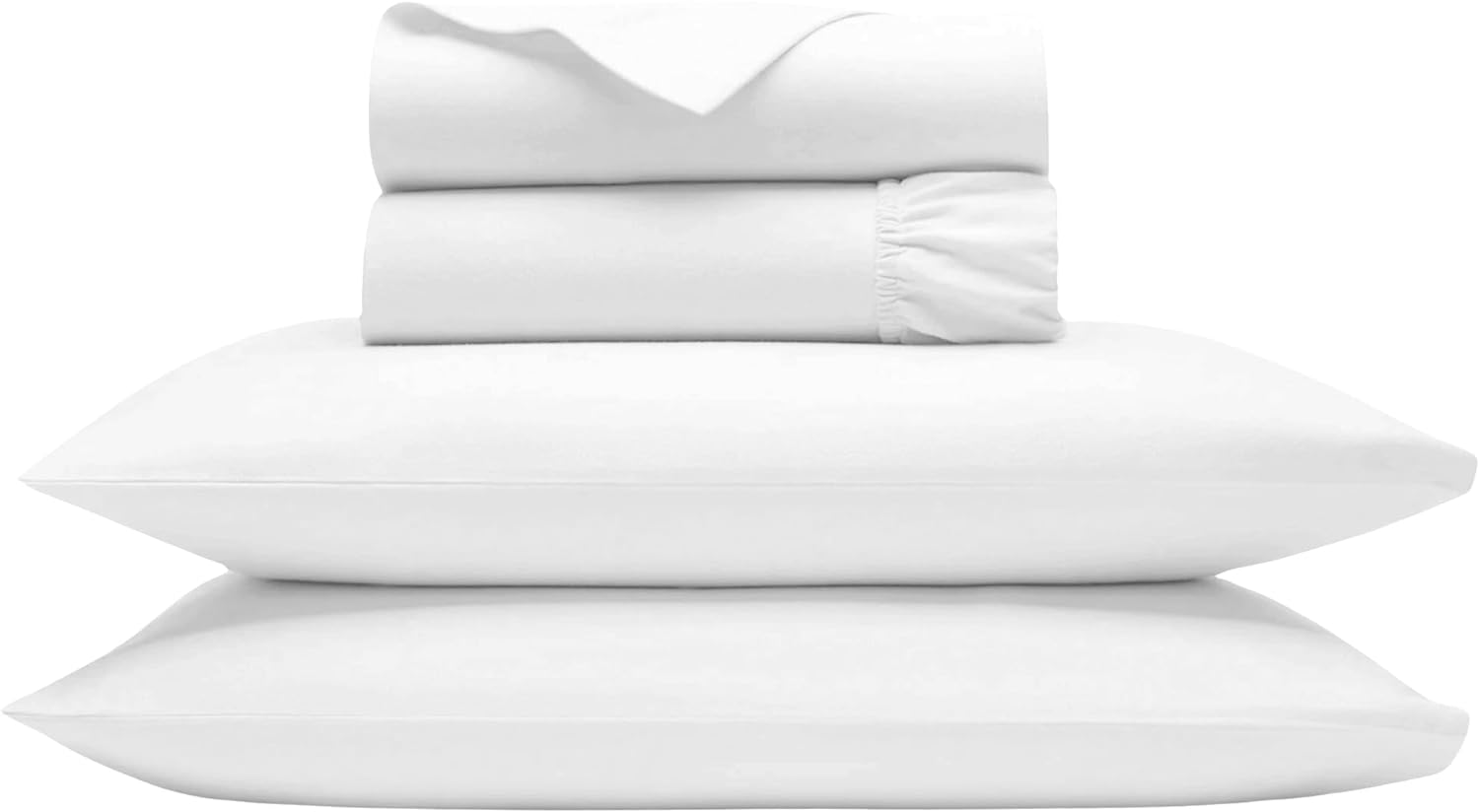 Egyptian Cotton Sheets Queen 1000 Thread Count Hotel Luxury Deep Pocket Solid Pattern 1 Flat, 1 Fitted Sheet & 2 Standard Size Pillow Cases 4-Piece Bed Sheet Set Fits Mattress Up to 18 in. (White)