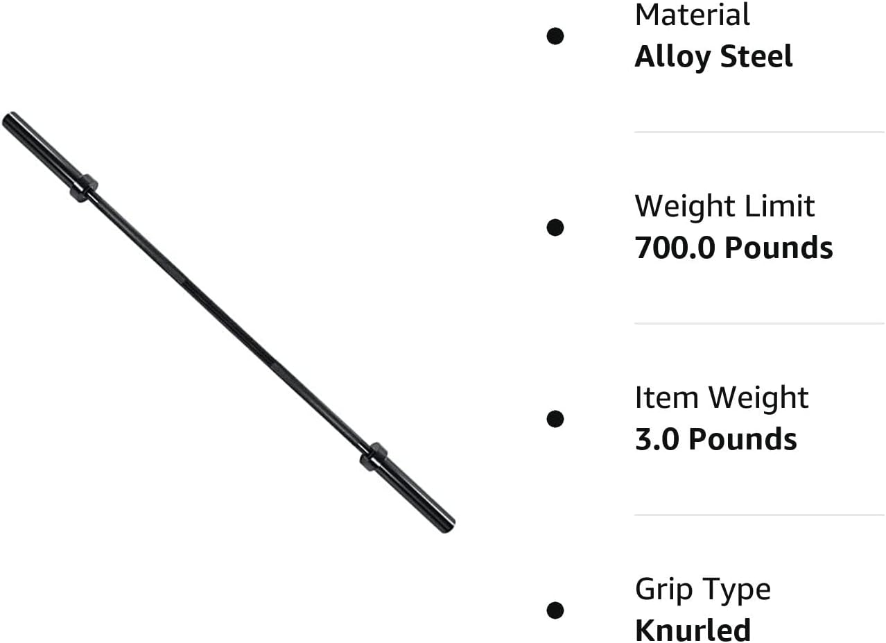 Signature Fitness Olympic Bar for Weightlifting and Power Lifting Barbell, 700-Pound Capacity, Black