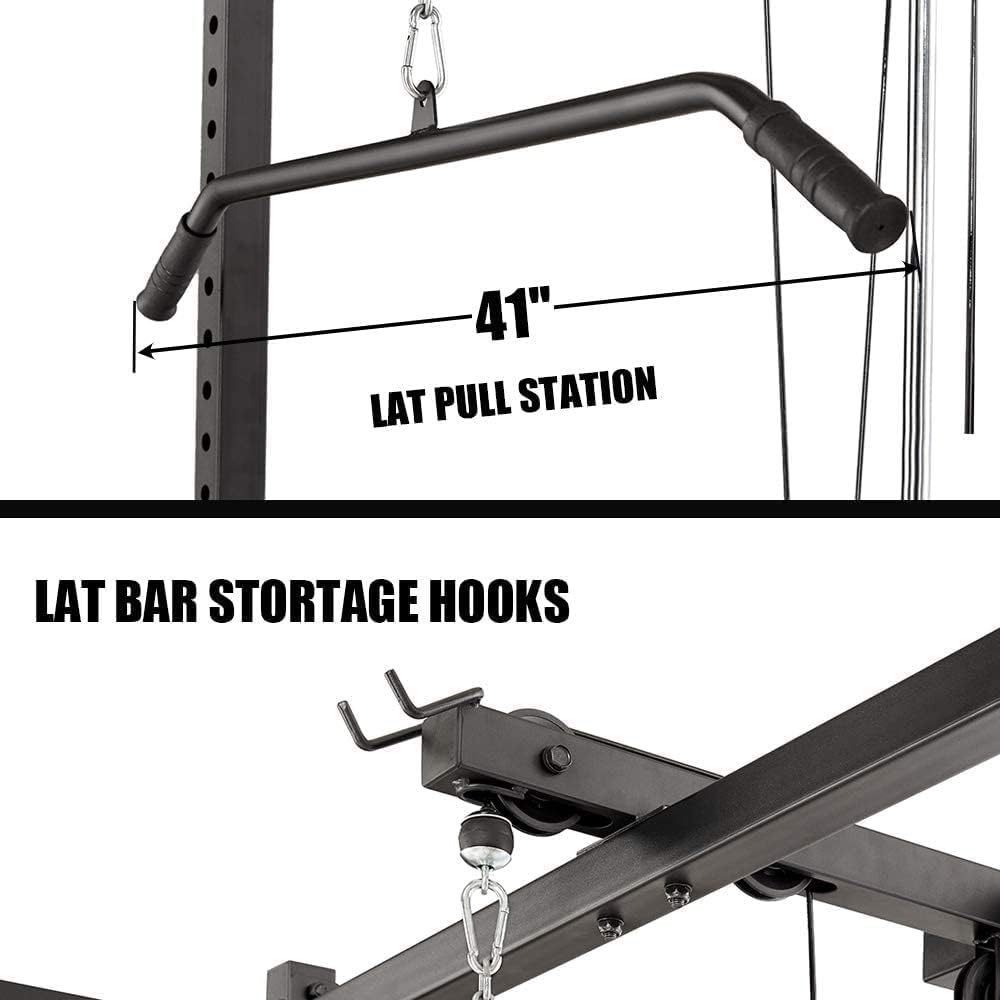 papababe Power Cage, Squat Rack with LAT Pulldown(Power Cage Lat Pulldown)