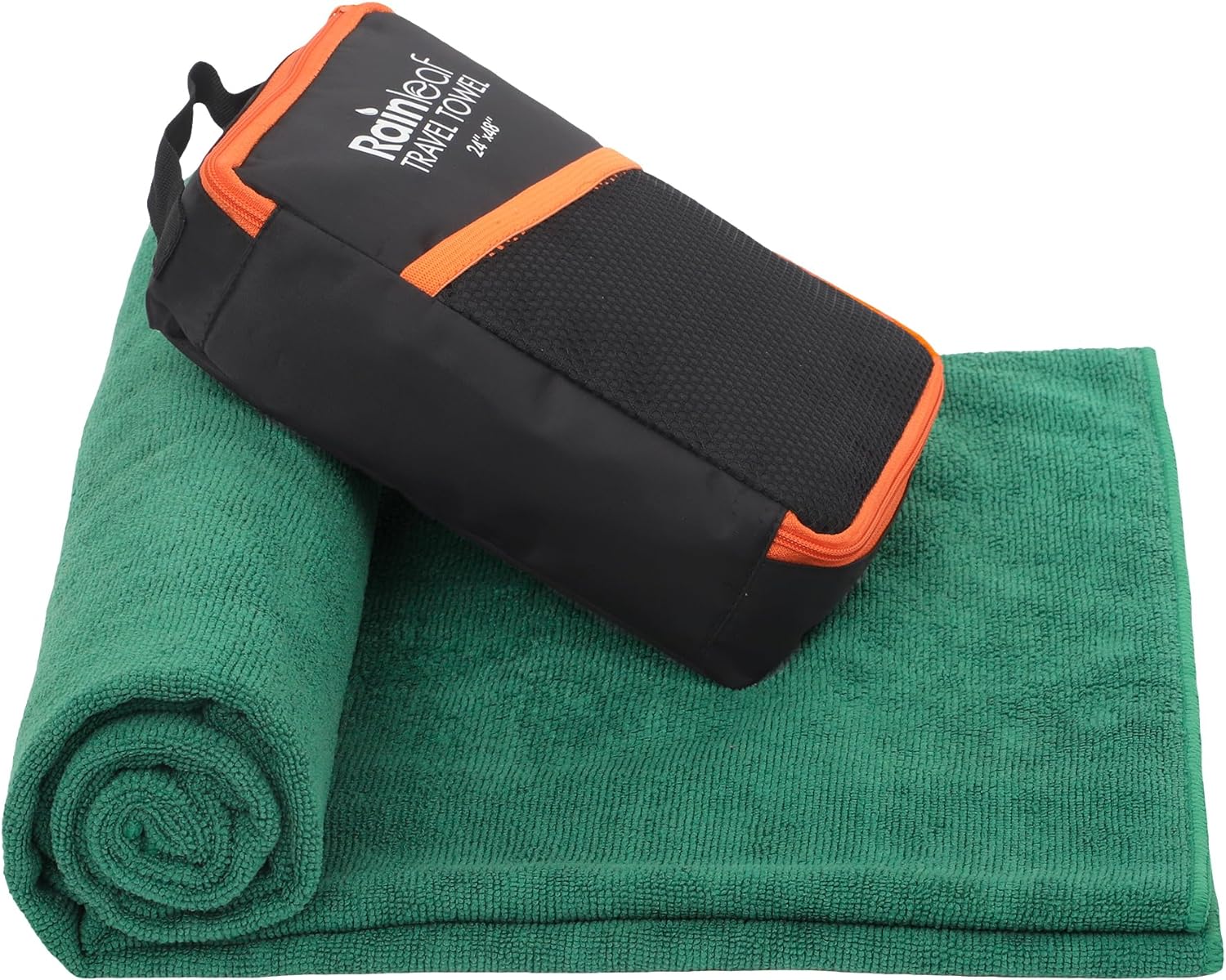 Rainleaf Microfiber Travel Towel Quick Dry Swimming Towel Ultra-Compact,Super Absorbent,Washcloths for Bathroom, Shower,Camping,Backpacking-Dark Green 12x40