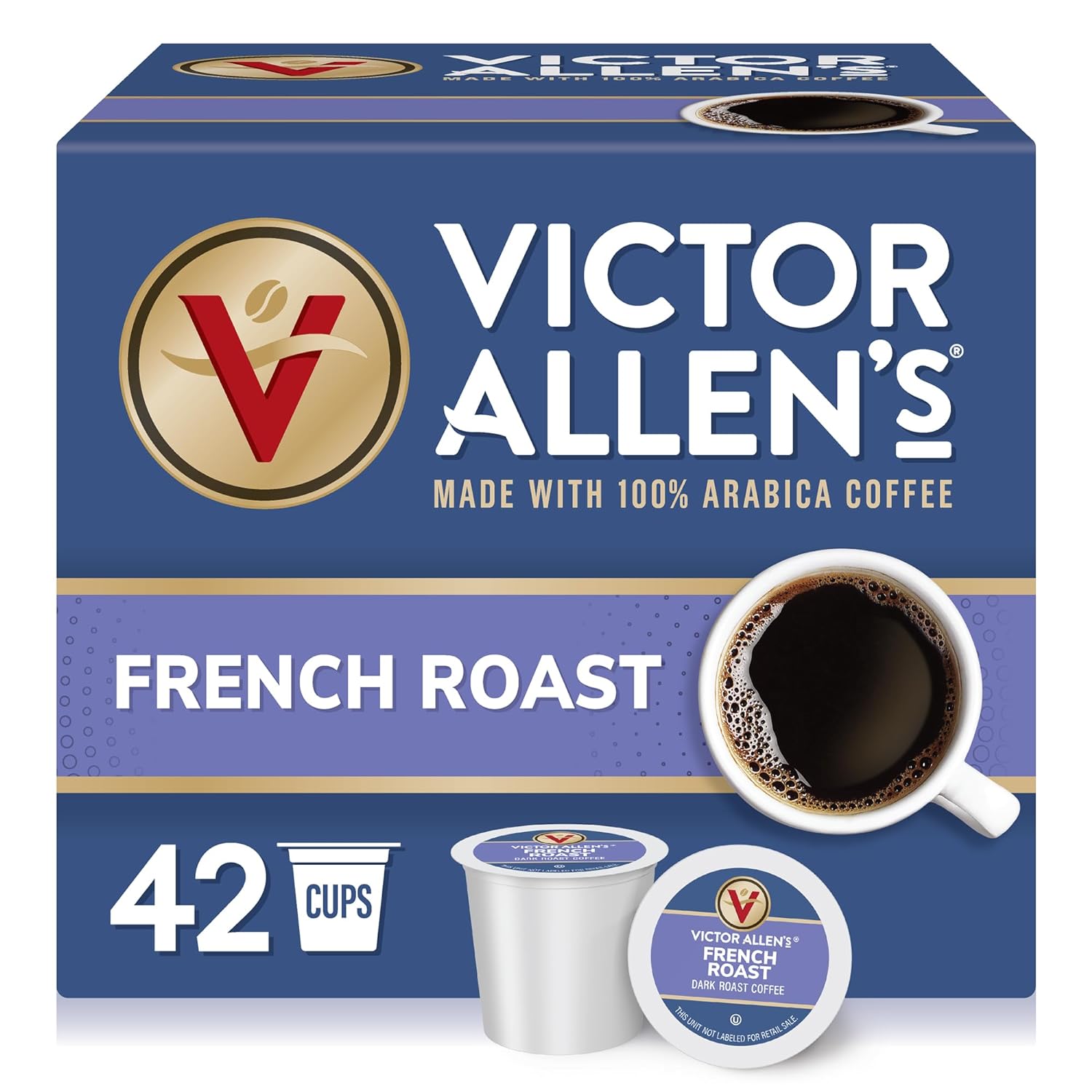 Victor Allen' Coffee French Roast, Dark Roast, 42 Count, Single Serve Coffee Pods for Keurig K-Cup Brewers