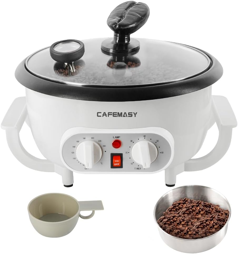 CAFEMASY Coffee Roaster Machine for Home-Use - Upgrade Electric Coffee Bean Roaster with Adjustable Timer and Heating Setting