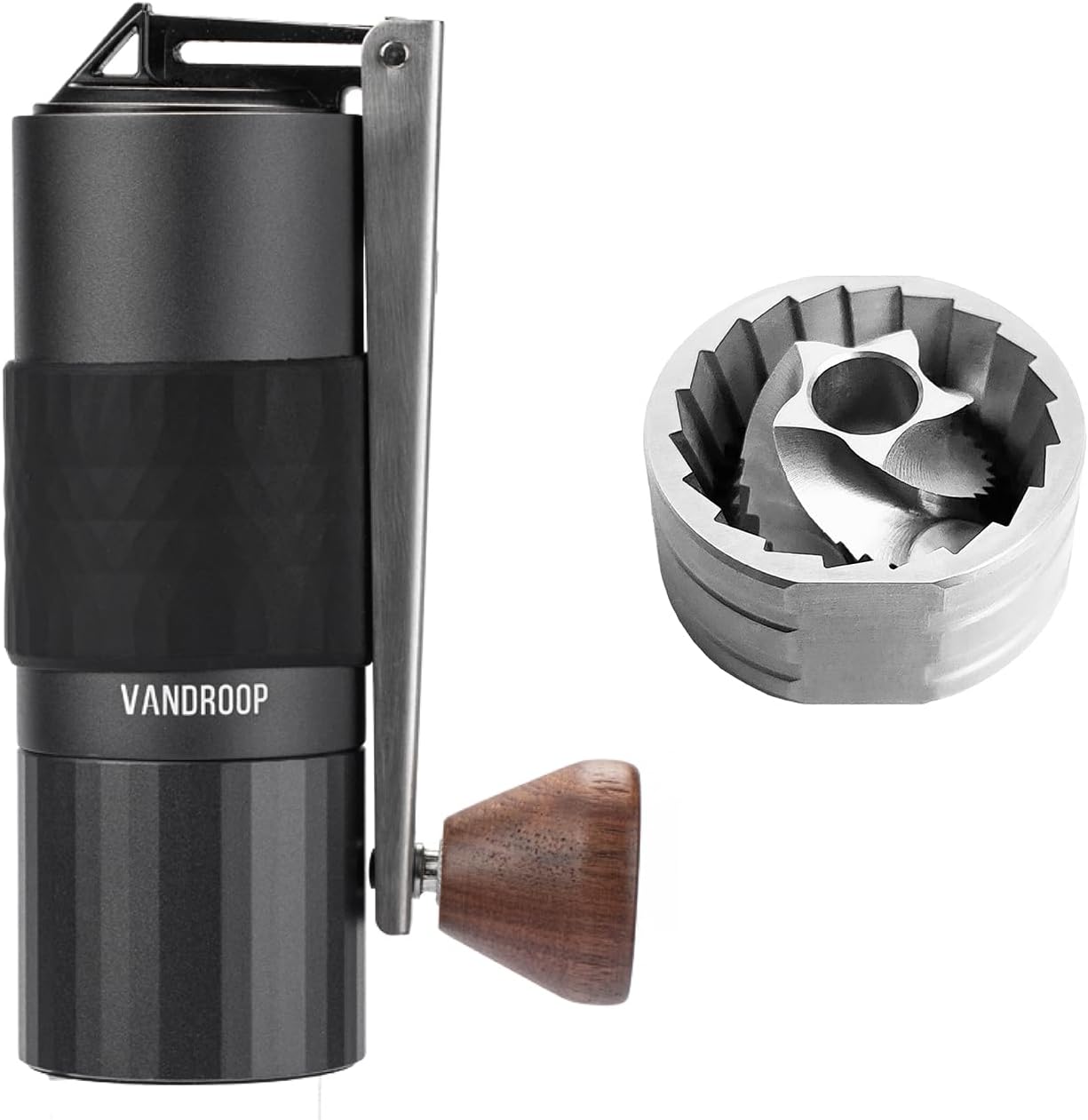 Manual Coffee Grinder with Folding Handle, Adjustable Hand Coffee Grinder with Stainless Steel Conical Burr, Portable Burr Coffee Grinder for Travel, Camping, Kitchen, Gift