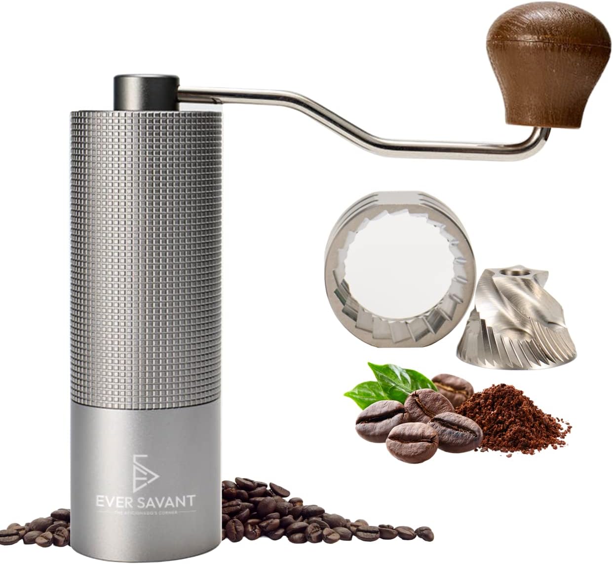 Manual Coffee Grinder - Conical Stainless Steel Burr - Adjustable Grind - Espresso, Drip, French Press-Home/Office/Travel Handheld Portable Coffee Bean Grinder