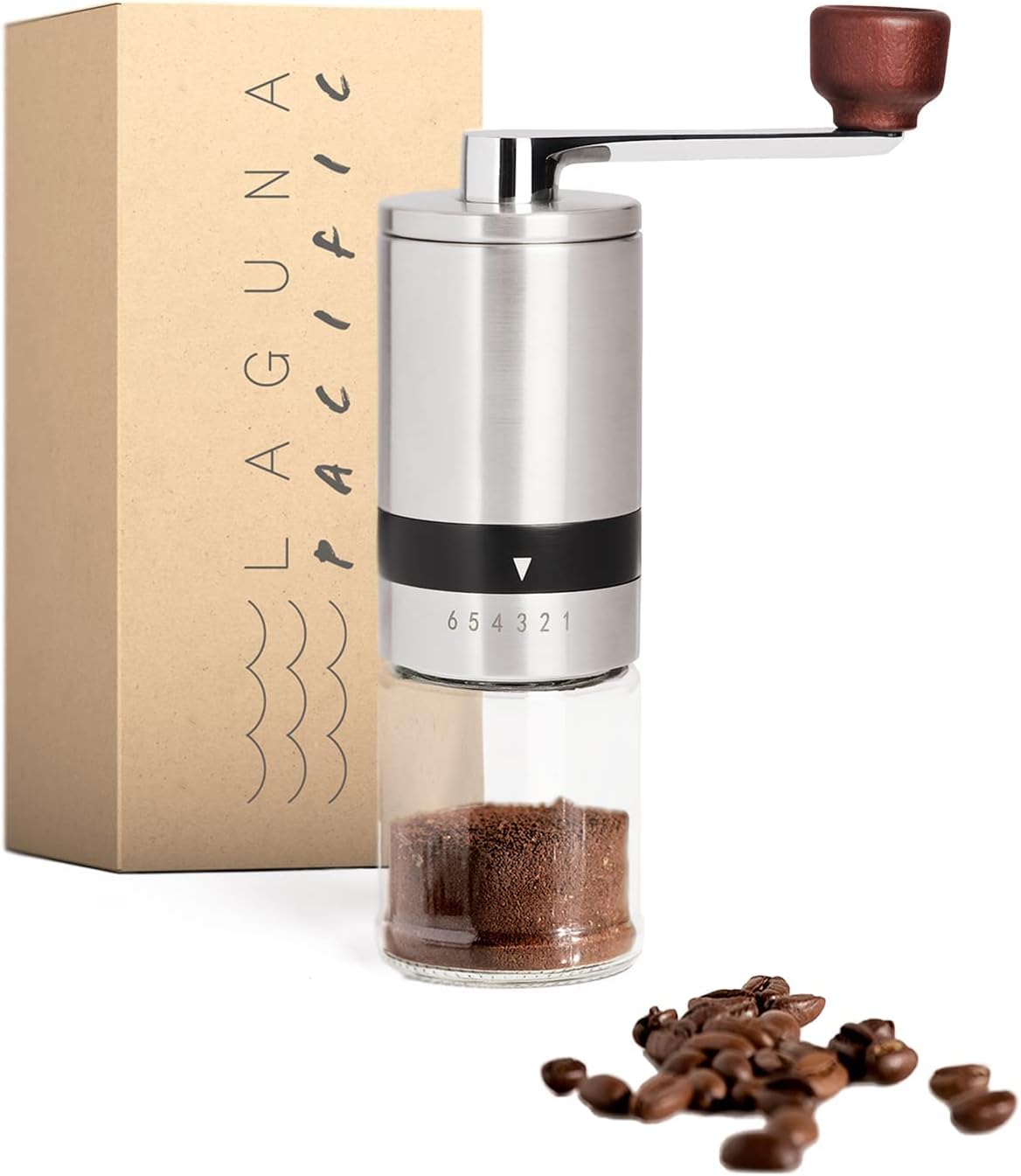 Manual Coffee Bean Grinder | 6 Coarseness Settings | Espresso Grinder, Cold Brew, French Press, Drip, | Burr Coffee Hand Grinder Coffee Mill | Home, Portable, Camping, Travel