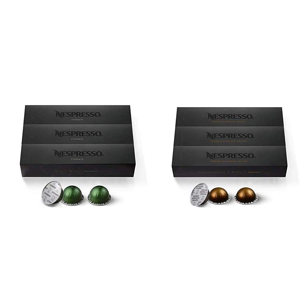 Nespresso Capsules VertuoLine Stormio (10 Count)   Double Espresso Chiaro (10 Count) Coffee Pods (VERTUOLINE ONLY)