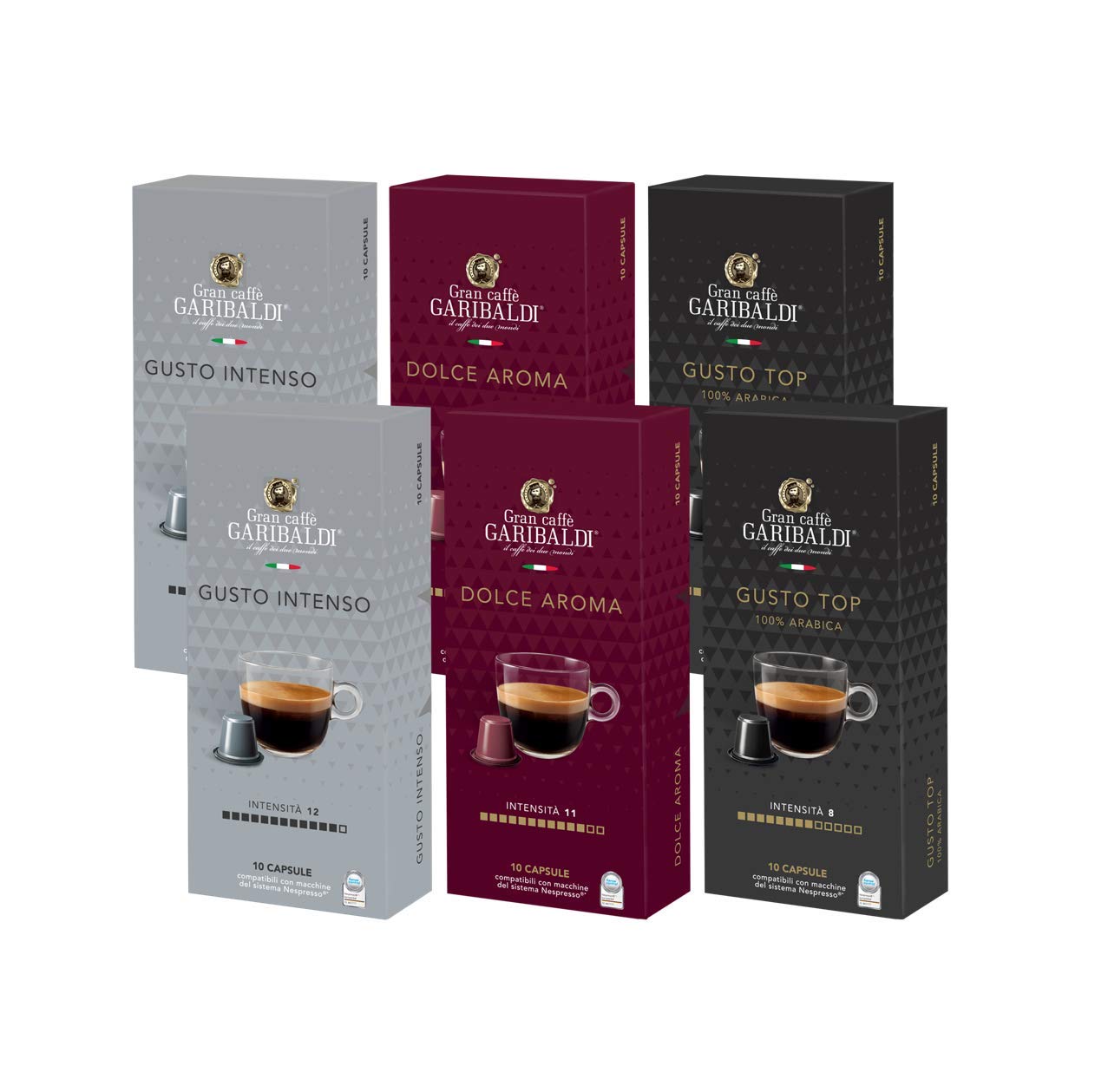 Gran Caff Garibaldi Nespresso* compatible capsules (Variety Pack, 60 Count)