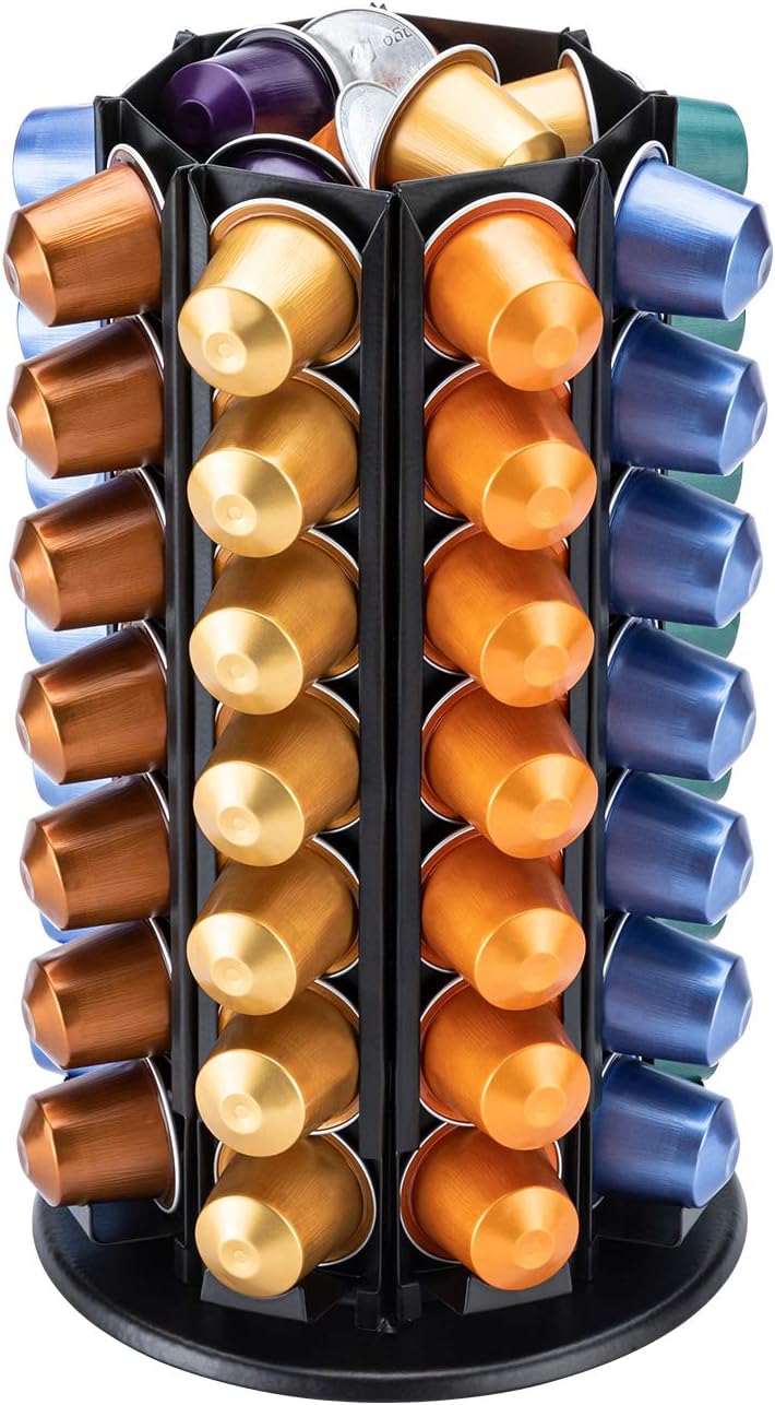 Rice rat Pod Holder for Nespresso Original for 56 Nespresso Original Pods With Central Additional Pods Storage(Carousel-80  Pods)