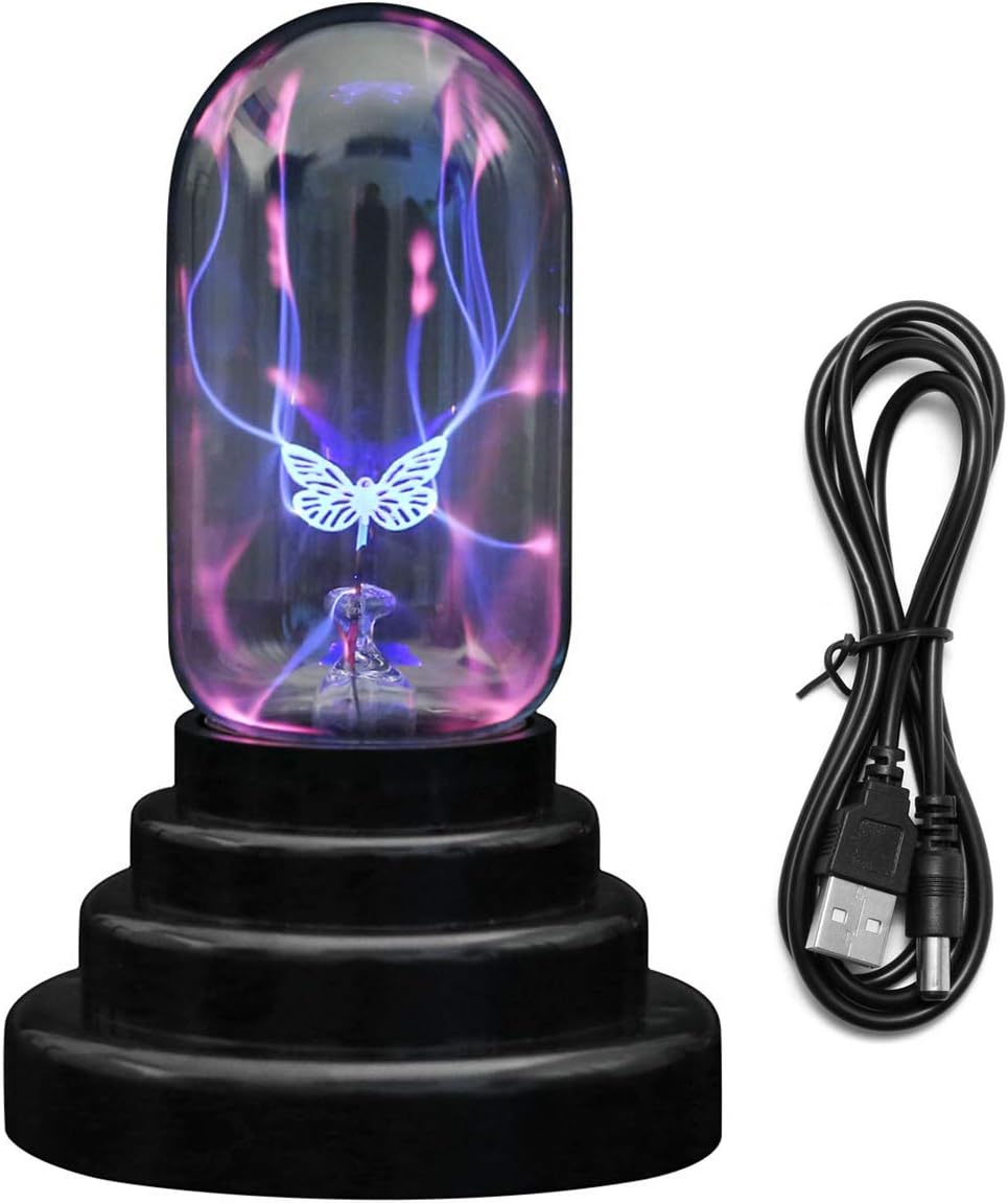 Butterfly Plasma Ball Light, Mornajina USB Magic Touch Sensitive Thunder Lightning Lamp for Parties, Decorations, Kids, Bedroom, Gifts