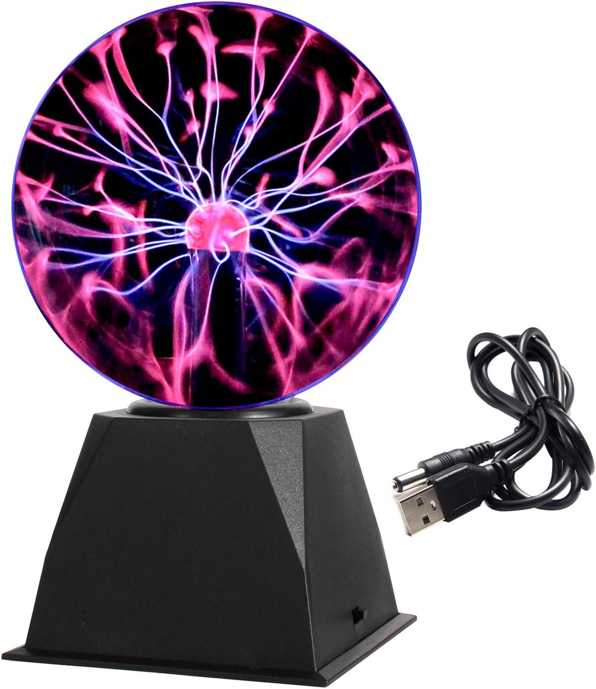 6 Inch Magic Plasma Ball Lamp - Touch & Sound Sensitive Interactive USB Powered Plasma Lamp Nebula Sphere Globe, Science Educational Gift for Decorations/Parties/Bedroom