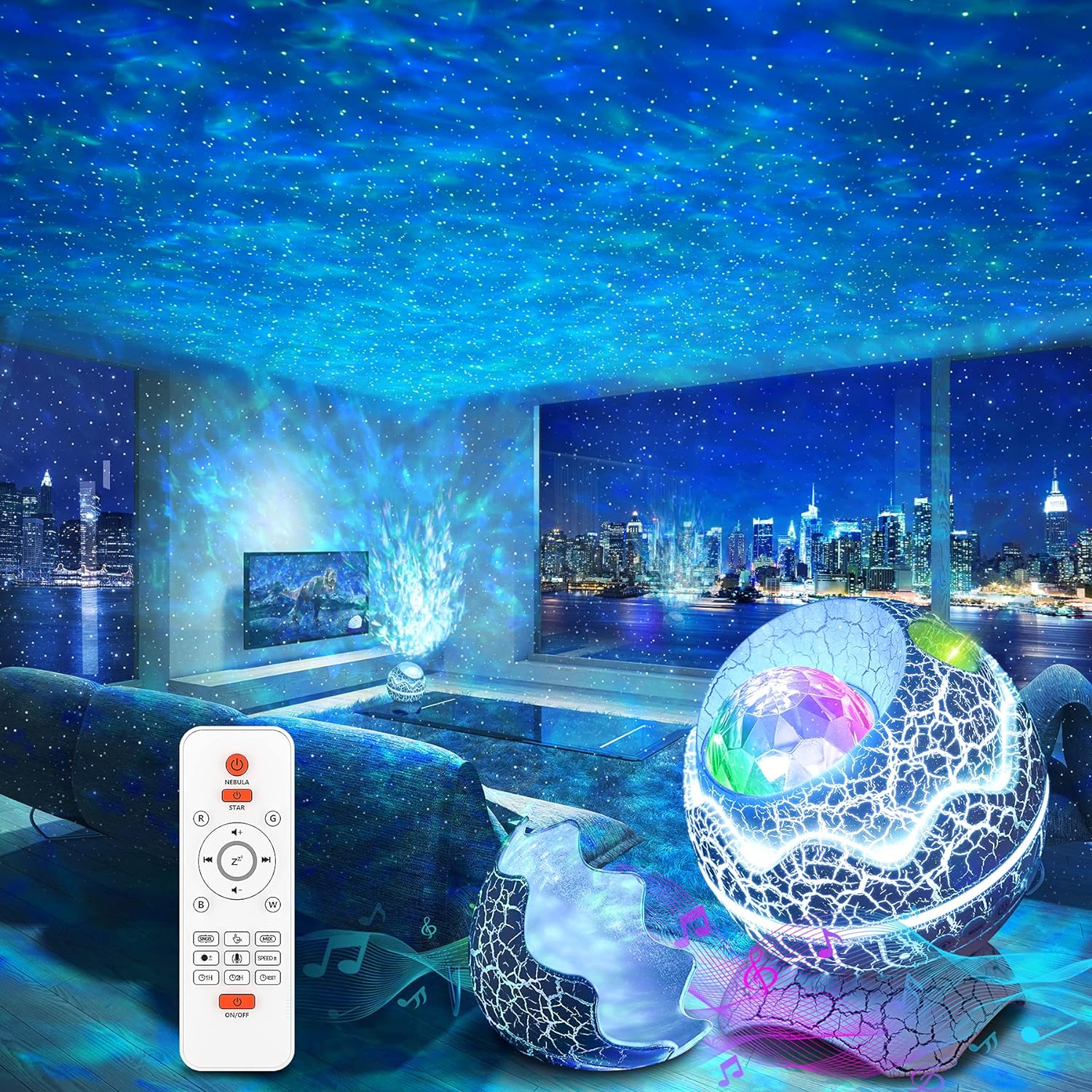 Star Projector, Galaxy Projector for Bedroom, Remote Control & White Noise Bluetooth Speaker, 14 Colors LED Night Lights for Kids Room, Adults Home Theater, Party, Living Room Decor