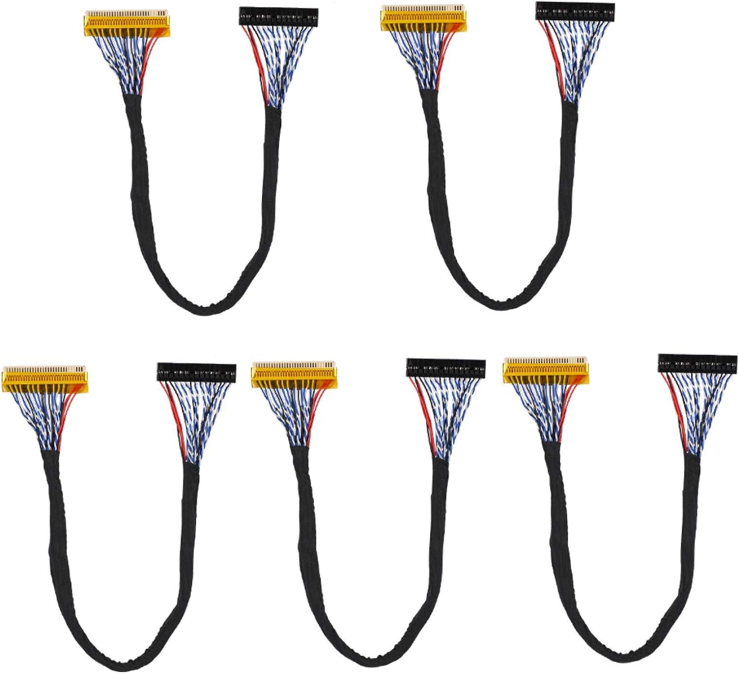 ASHATA LCD Screen LVDS Cable,5PCS 30Pin LVDS Cable 2 Channel 8-Bit Support 1280x1024 fpr 17/19inch TFT LCD Panel, LCD Screen LVDS Cable Professional Performance