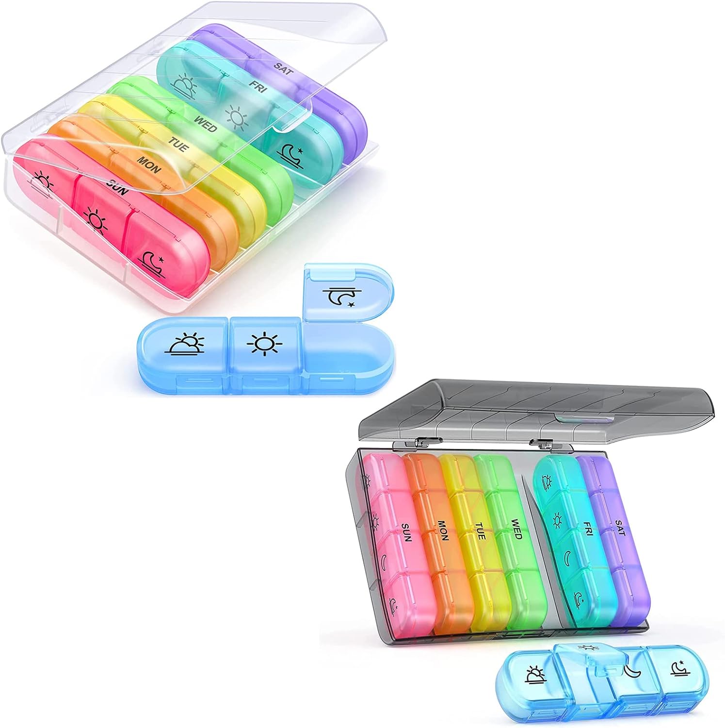 ZIKEE Weekly Pill Organizer 3 Times A Day & Weekly Pill Organizer 7 Day 4 Times a Day