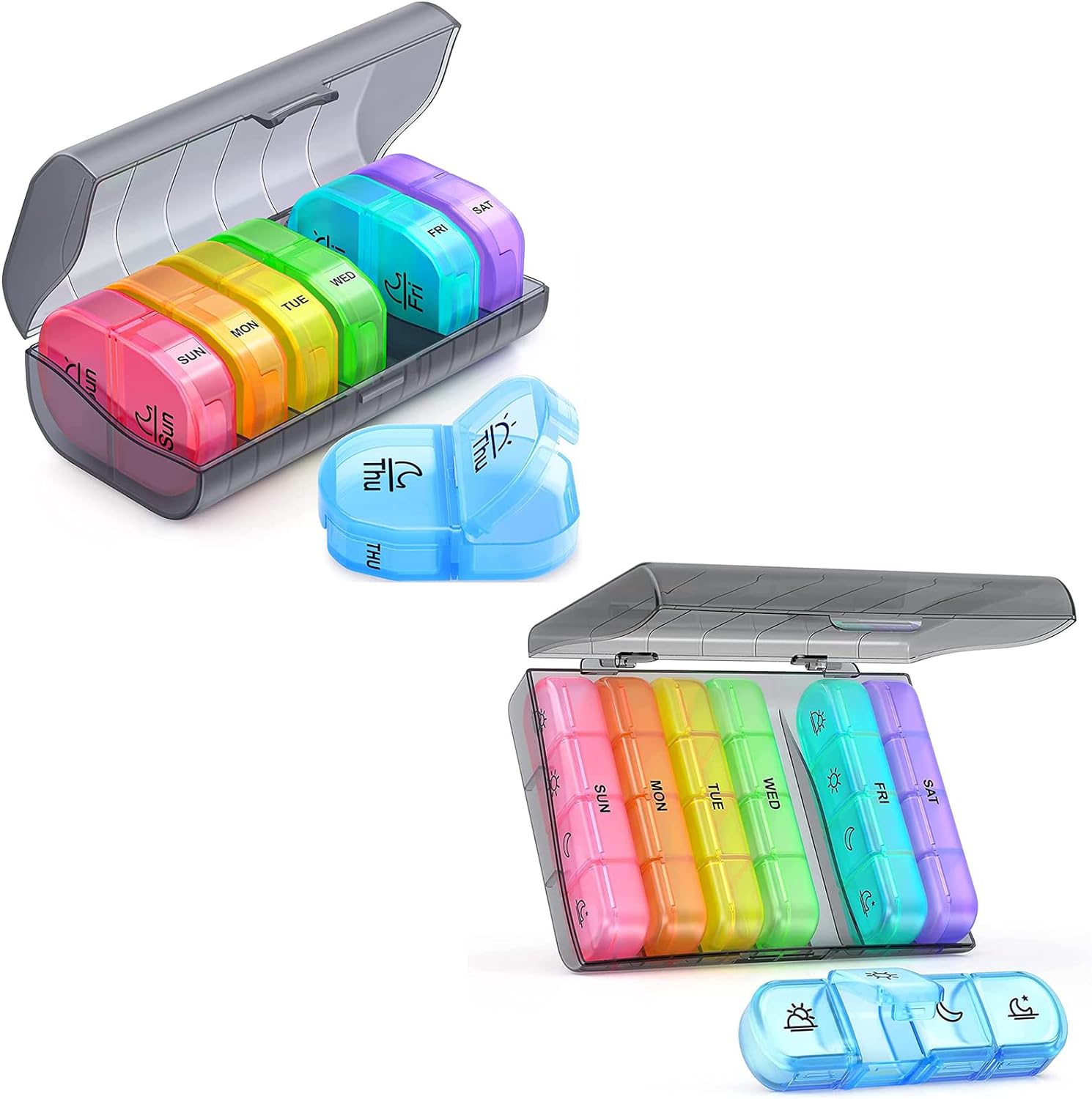 ZIKEE Weekly Pill Organizer 2 Times a Day & Weekly Pill Organizer 7 Day 4 Times a Day